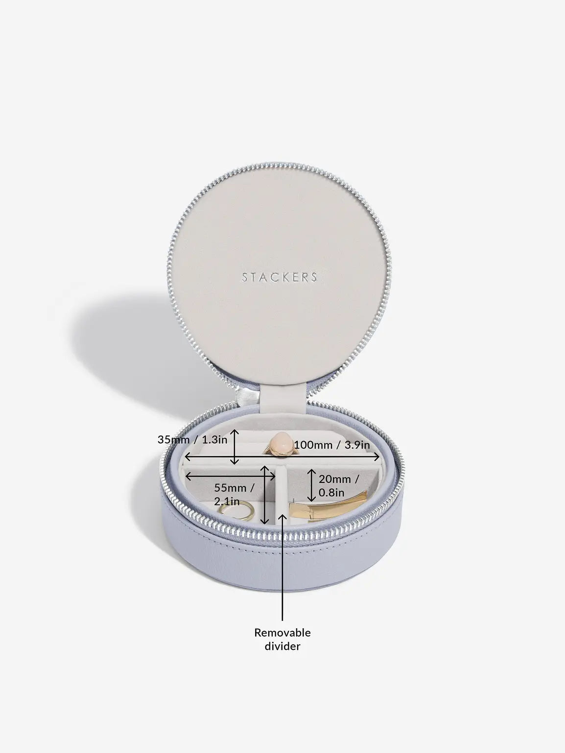 Stackers Round Travel Jewelleery Box Lavender