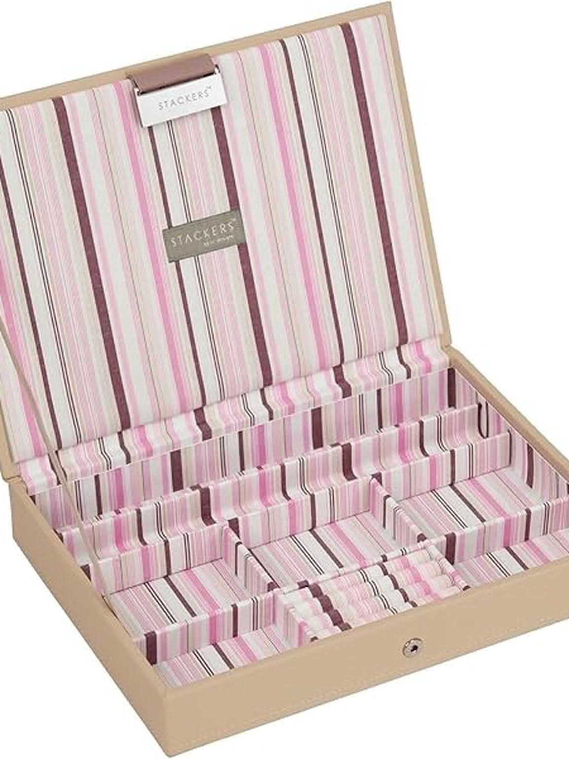 Stackers Deksel voor Klassieke Juwelendoos Beige Gestreept - Mystackers