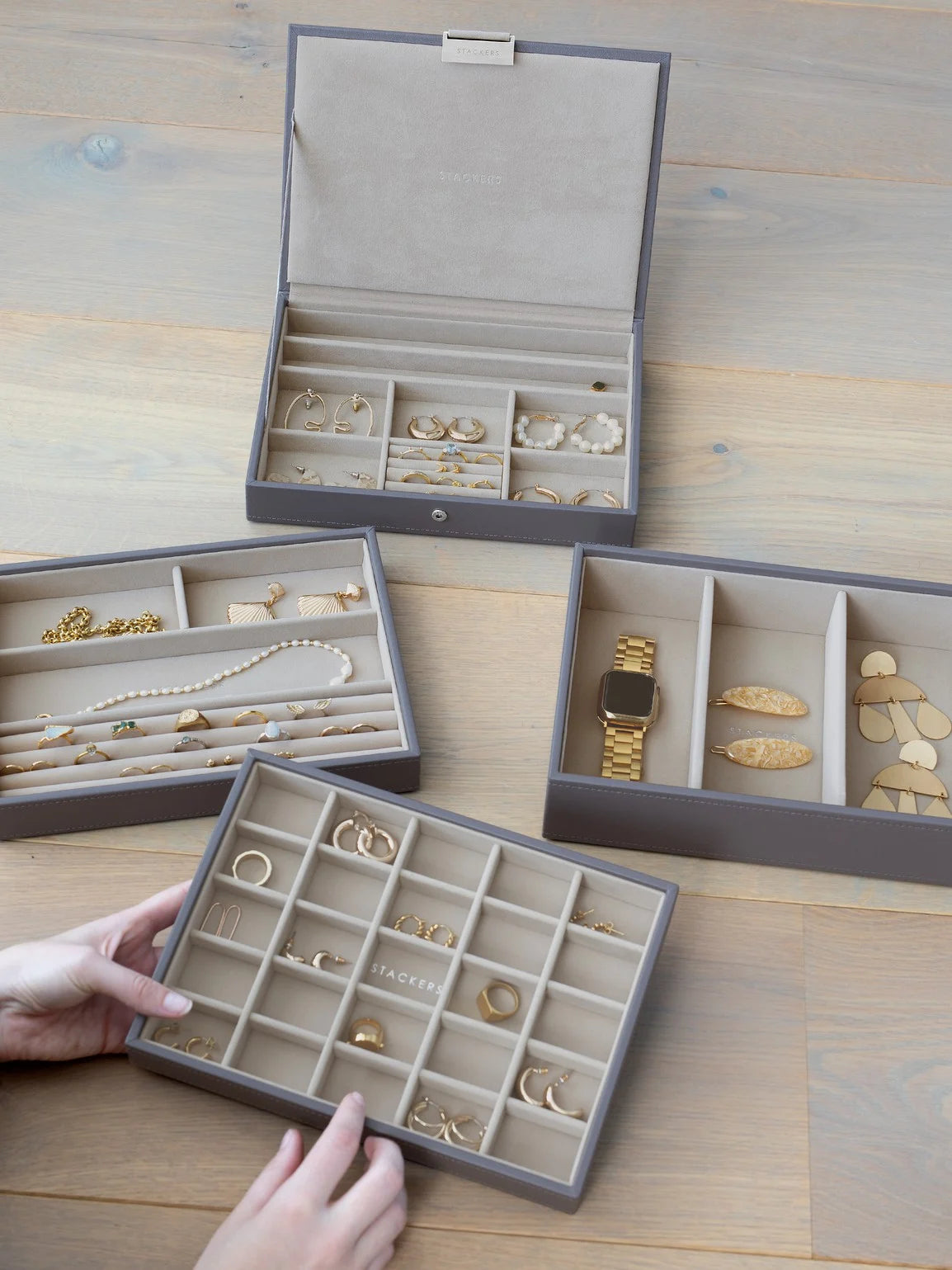 Stackers Classic Boîte à Bijoux Lot de 4 Marron Doux