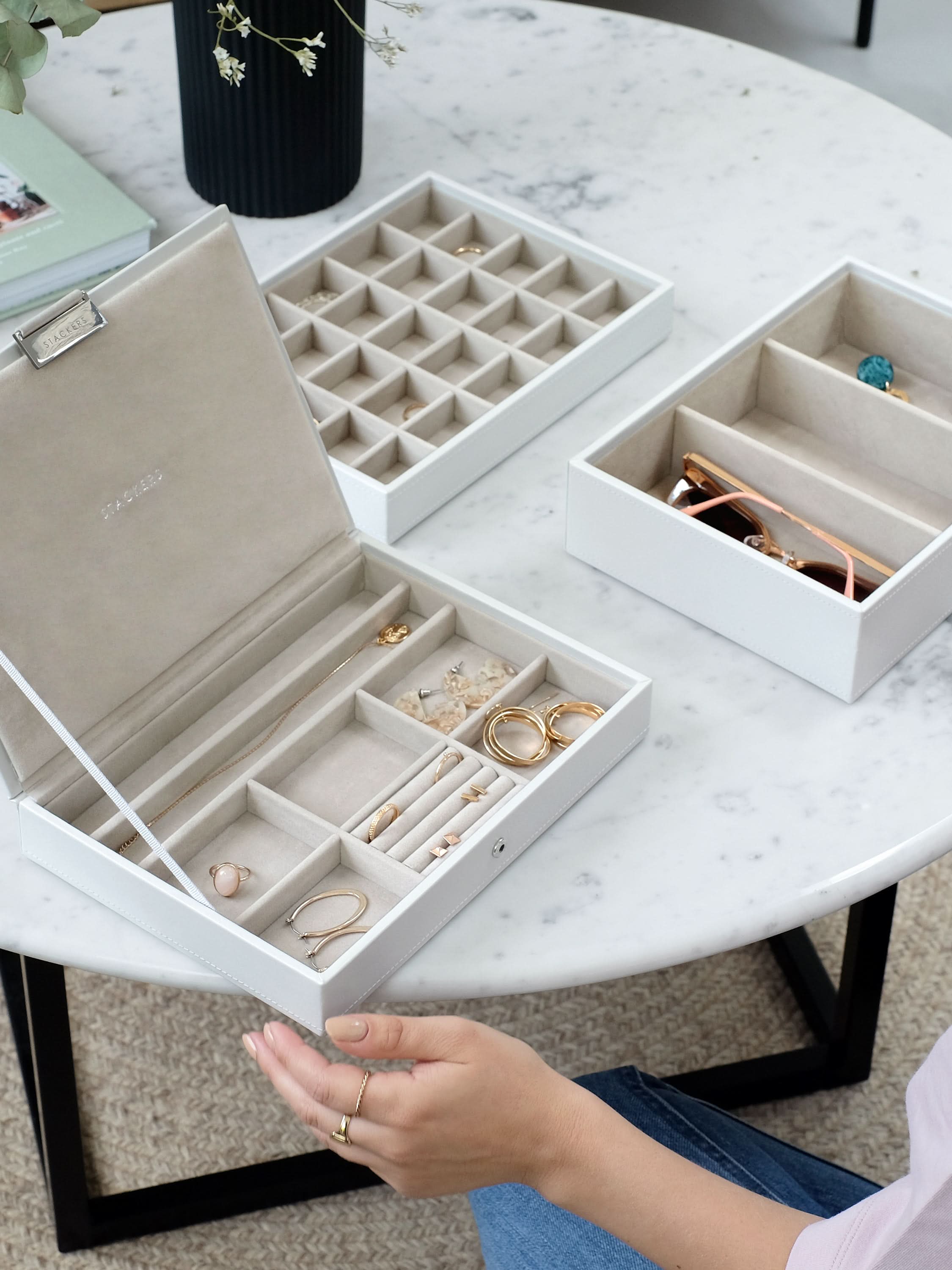 Stackers Klassieke Juwelendoos Set van 3 Wit - Mystackers