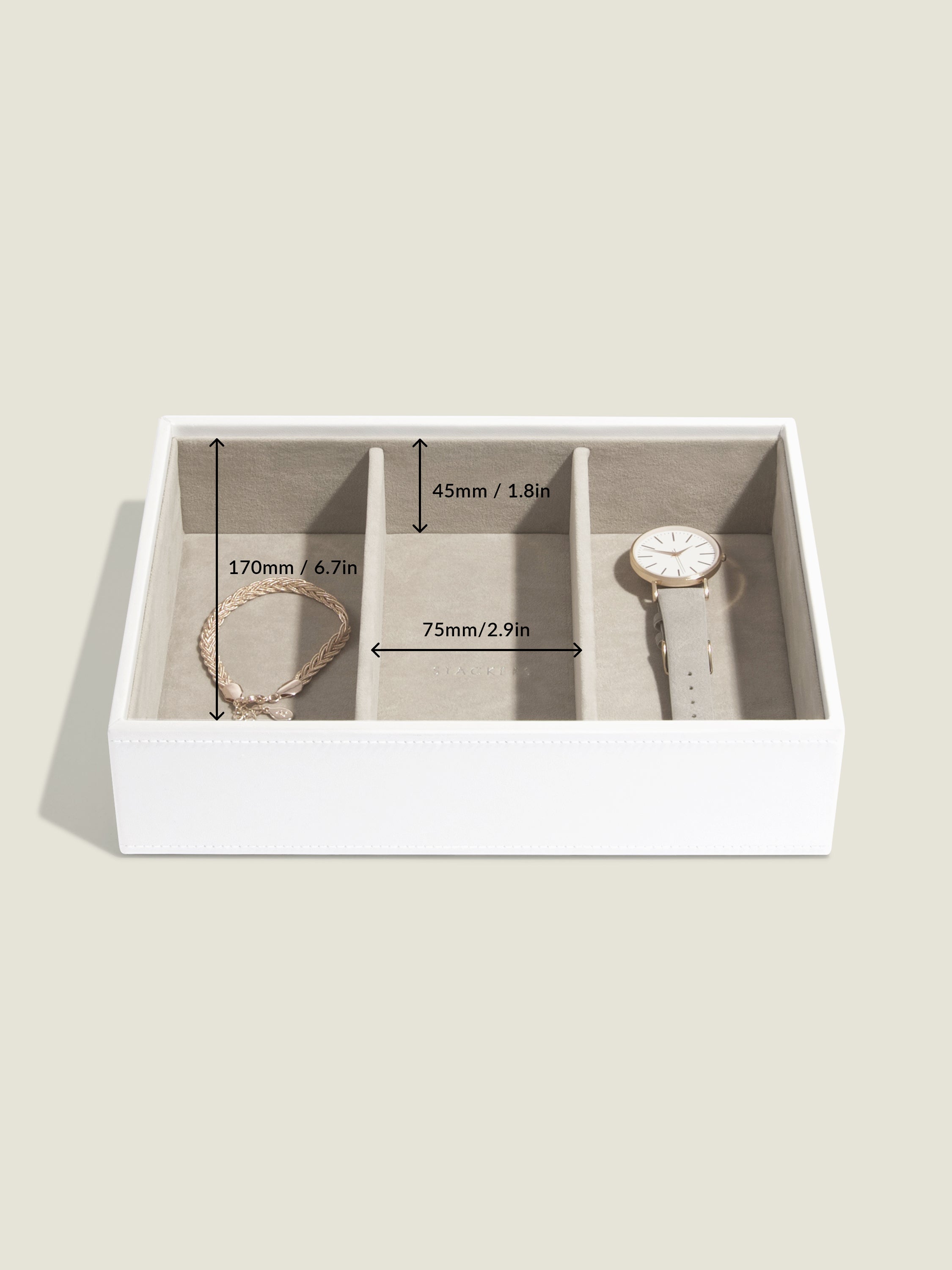 Stackers Watch & Accessory Layer for Classic Jewellery Box White
