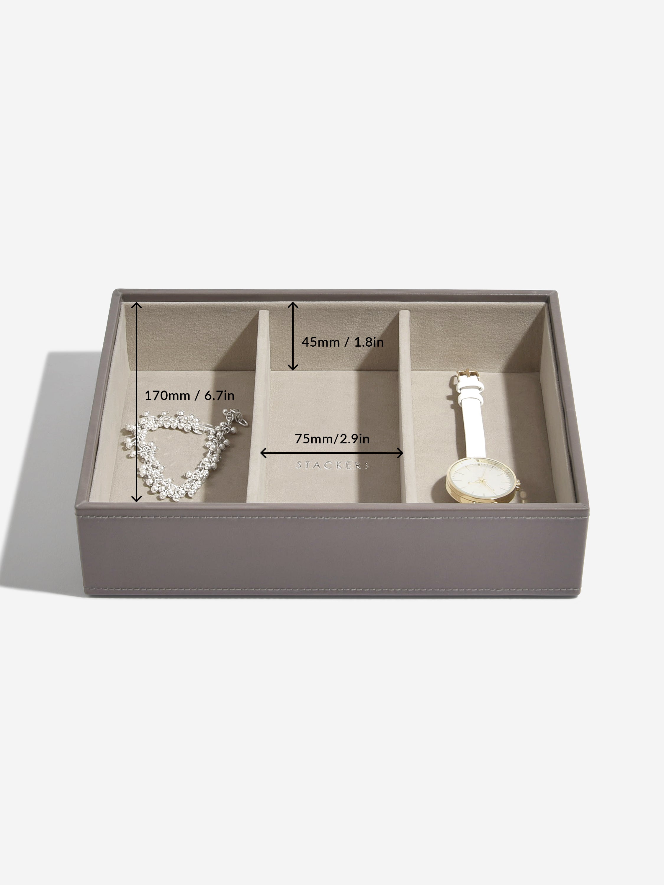 Stackers Compartiment pour montre et accessoires pour boîte à bijoux classique Marron doux