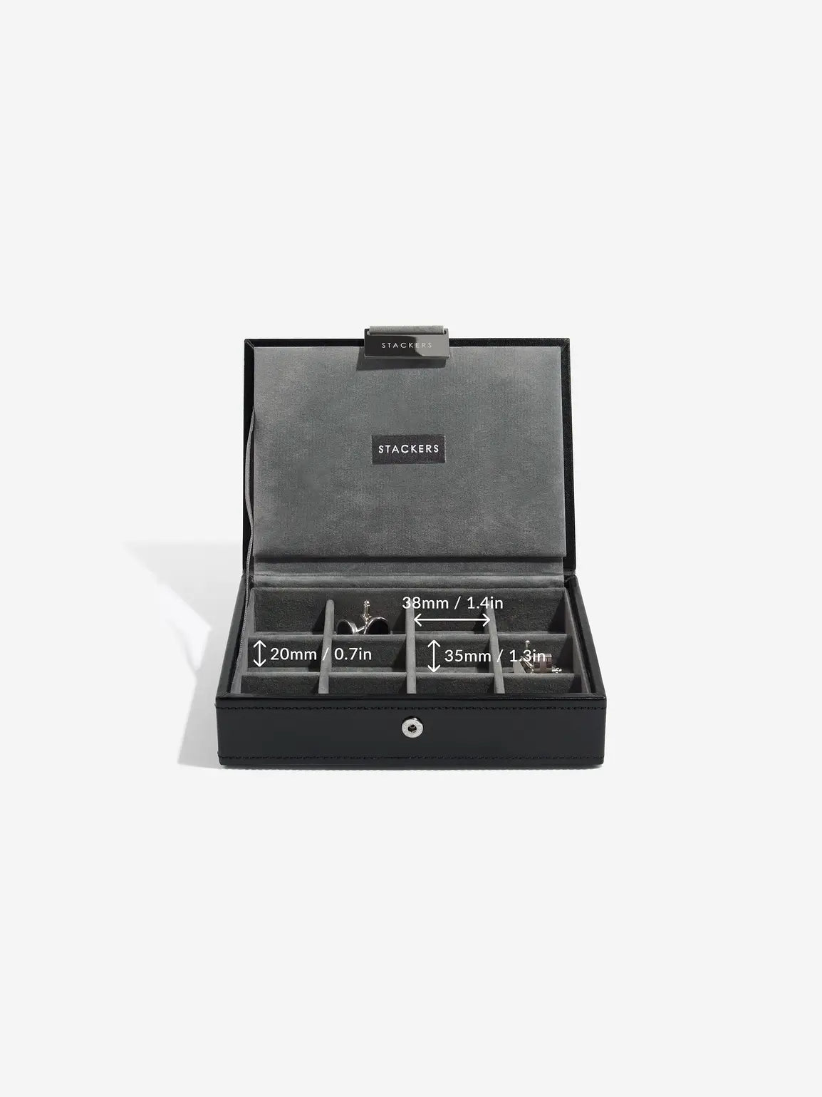 Stackers Mini Set of 2 - Watch & Cufflinks Box Black Velvet