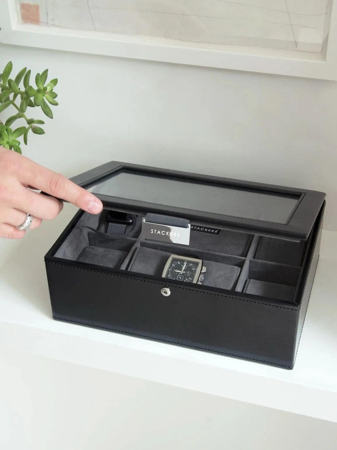 Stackers Achtdelige Horlogebox Top Zwart Fluweel - Mystackers