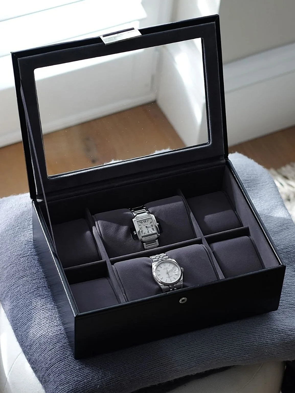 Stackers Achtdelige Horlogebox Top Zwart Fluweel - Mystackers