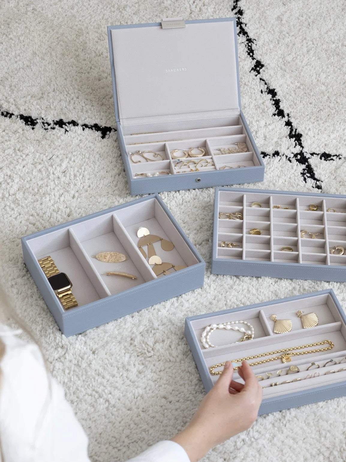 Stackers Klassieke Juwelendoos Set van 4 Blauw
