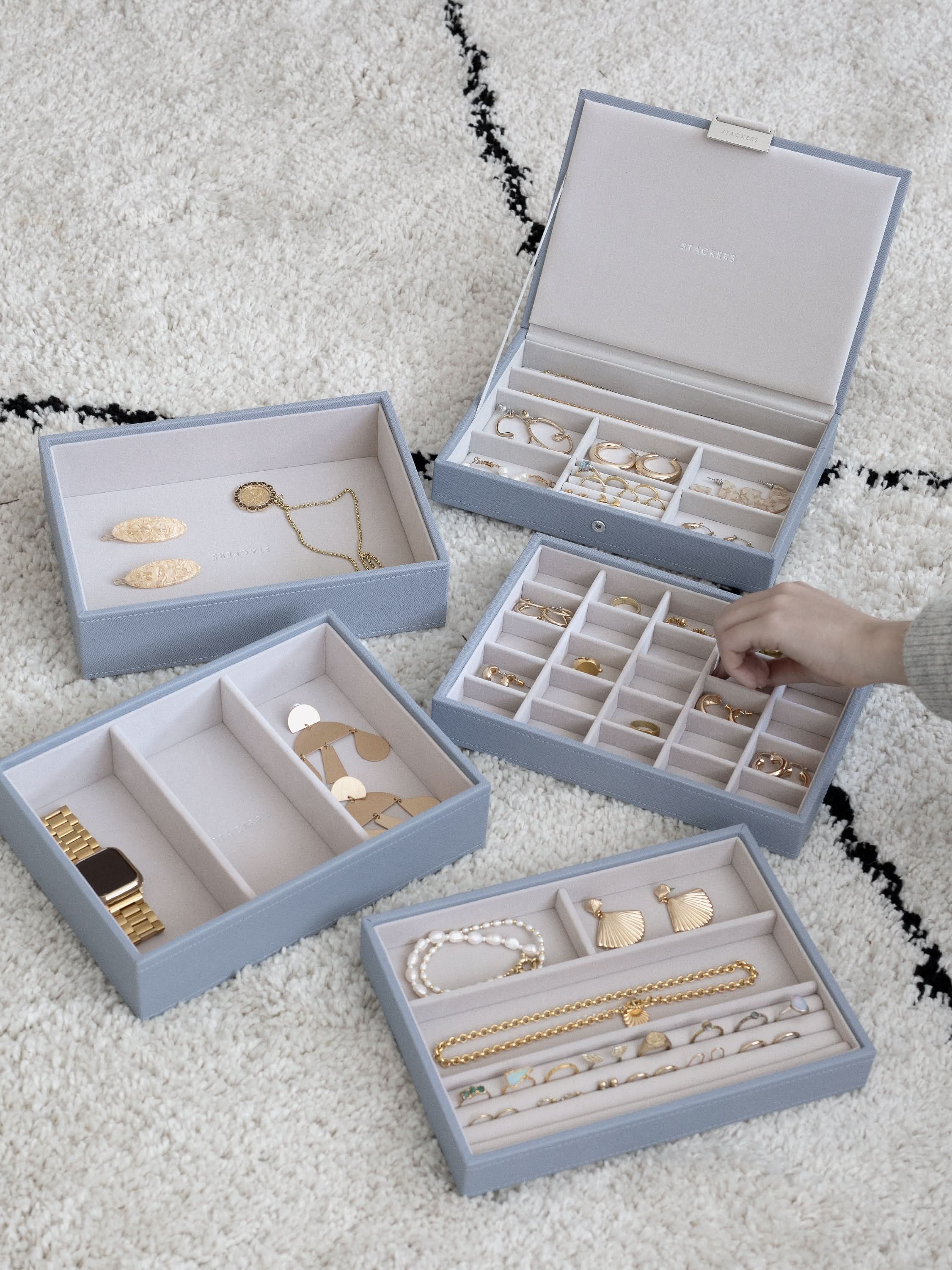 Stackers Klassieke Juwelendoos Set van 5 Blauw - Mystackers