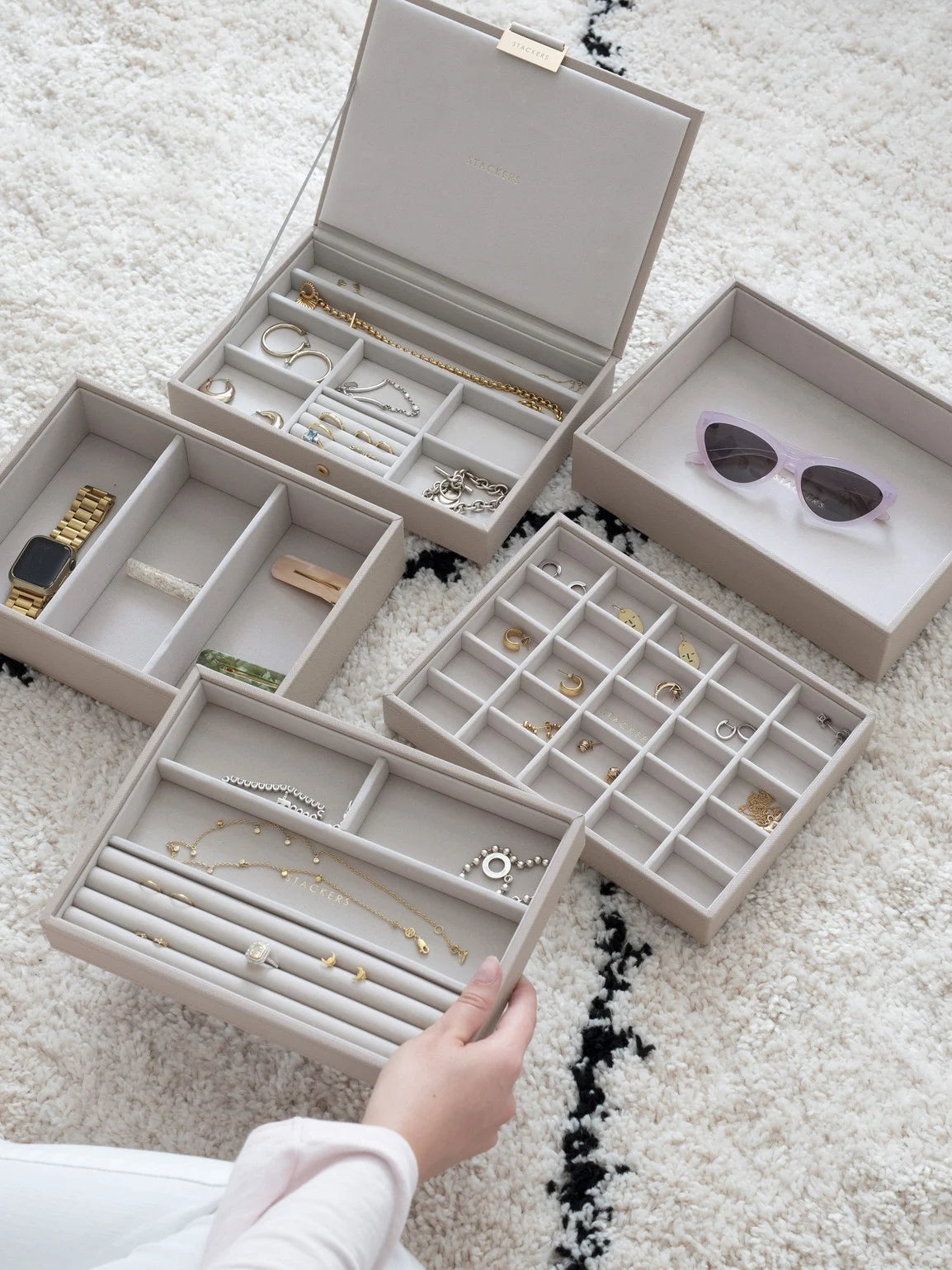 Stackers Klassieke Juwelendoos Set van 5 Taupe - Mystackers