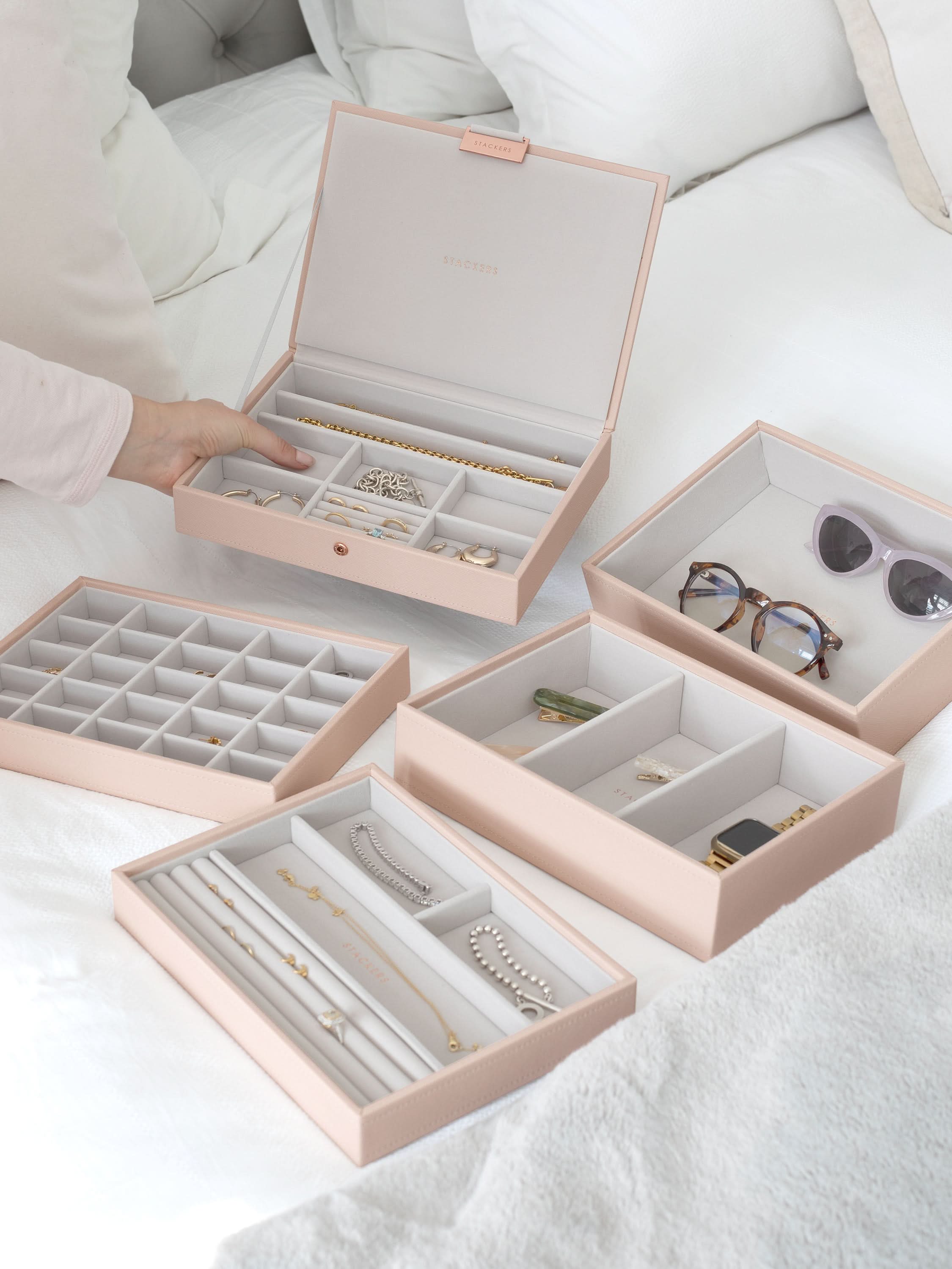 Stackers Klassieke Juwelendoos Set van 5 Roze - Mystackers