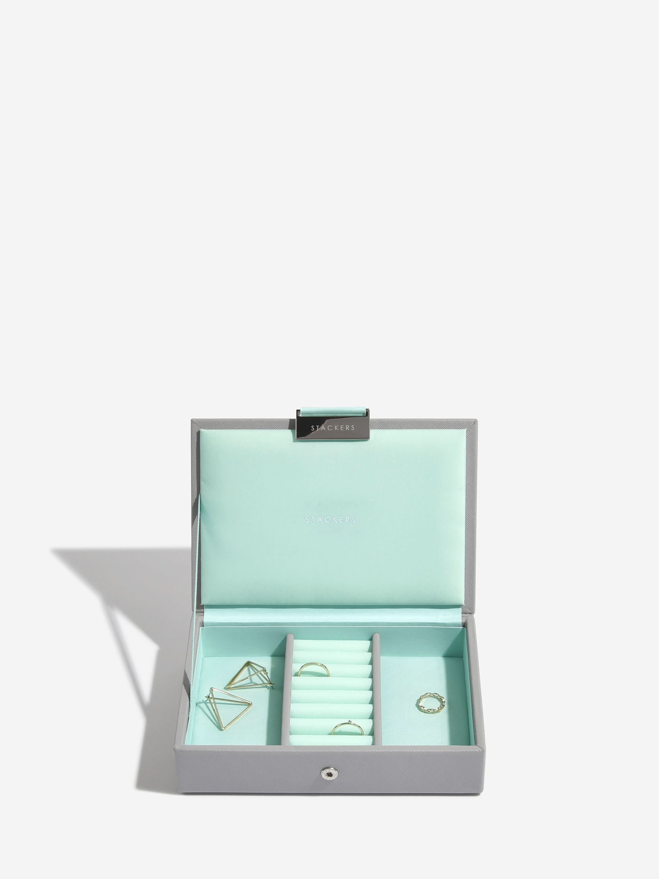 Stackers Deksel voor Mini Juwelendoos Grijs & Munt - Mystackers