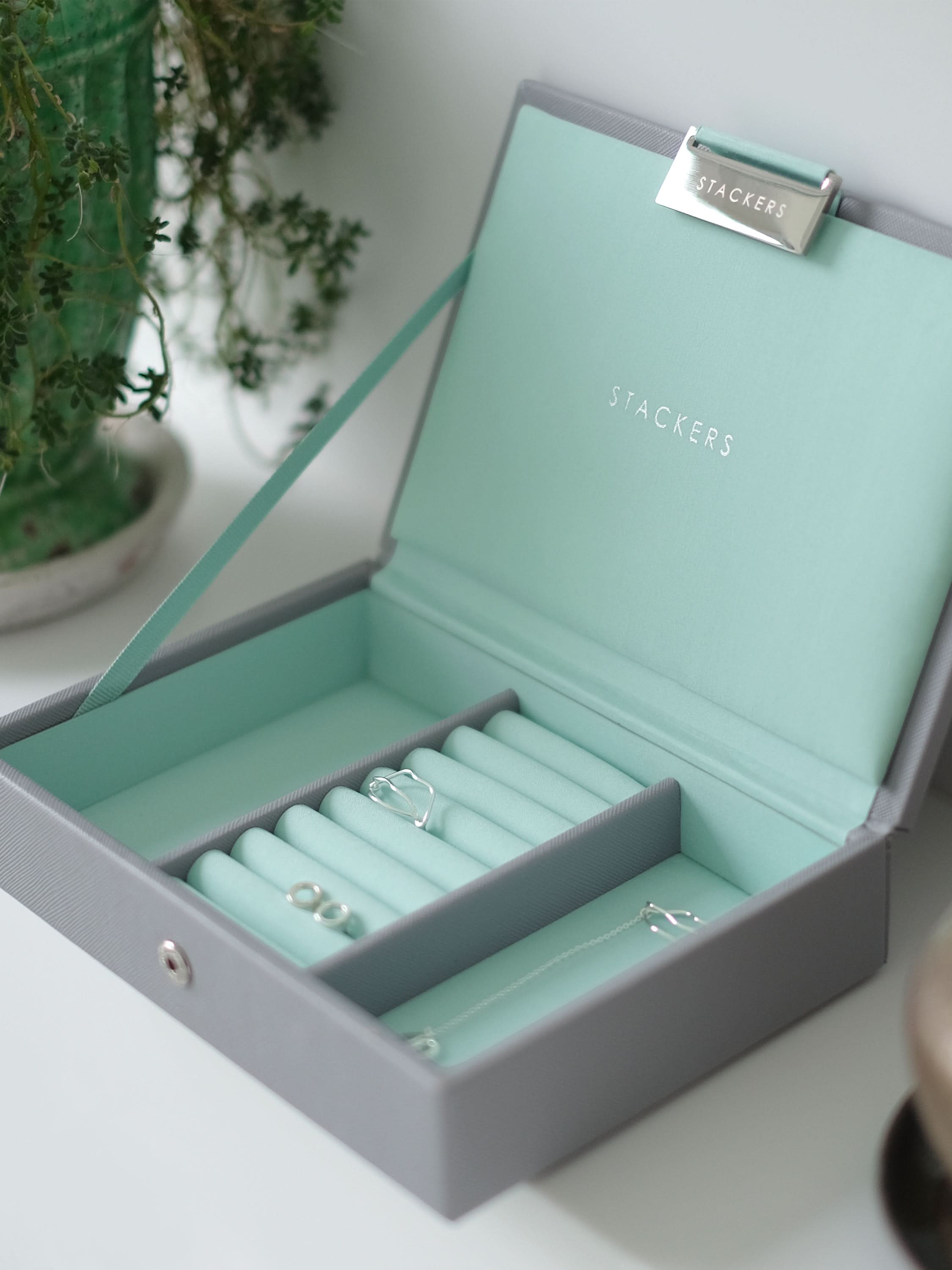 Stackers Deksel voor Mini Juwelendoos Grijs & Munt - Mystackers