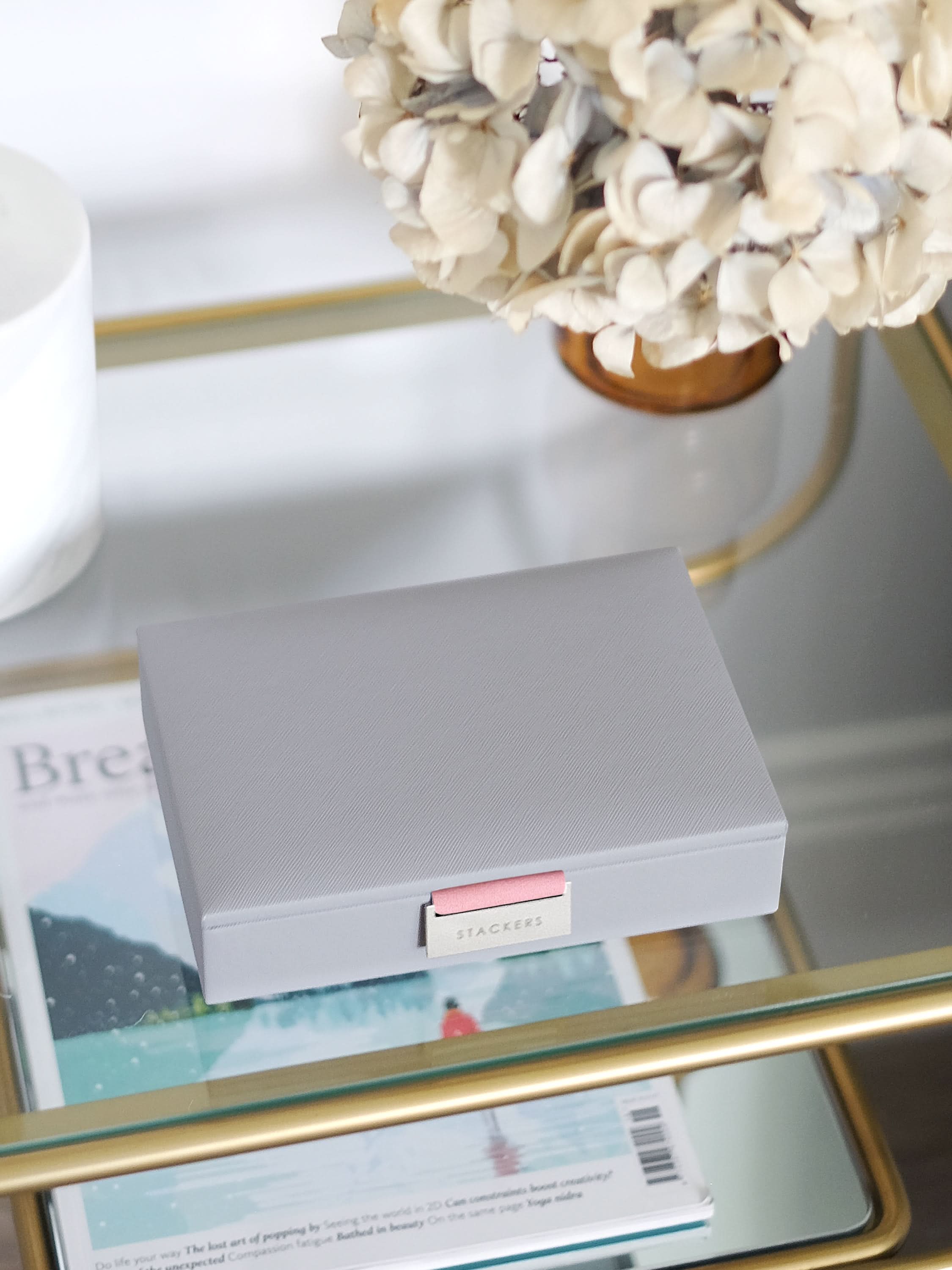 Stackers Deksel voor Mini Juwelendoos Grijs & Roze - Mystackers