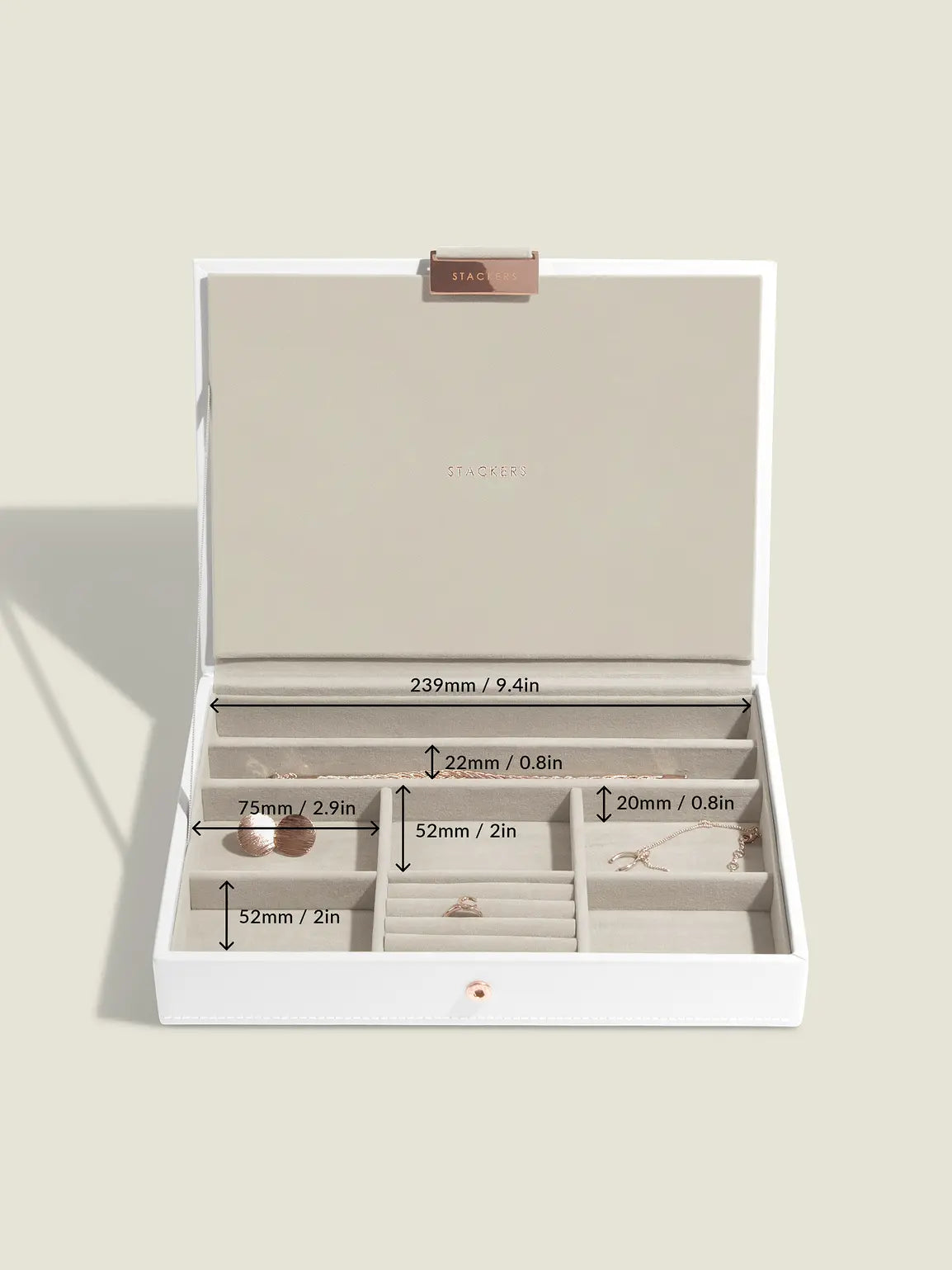 Stackers Lid for Classic Jewellery Box White & Pink