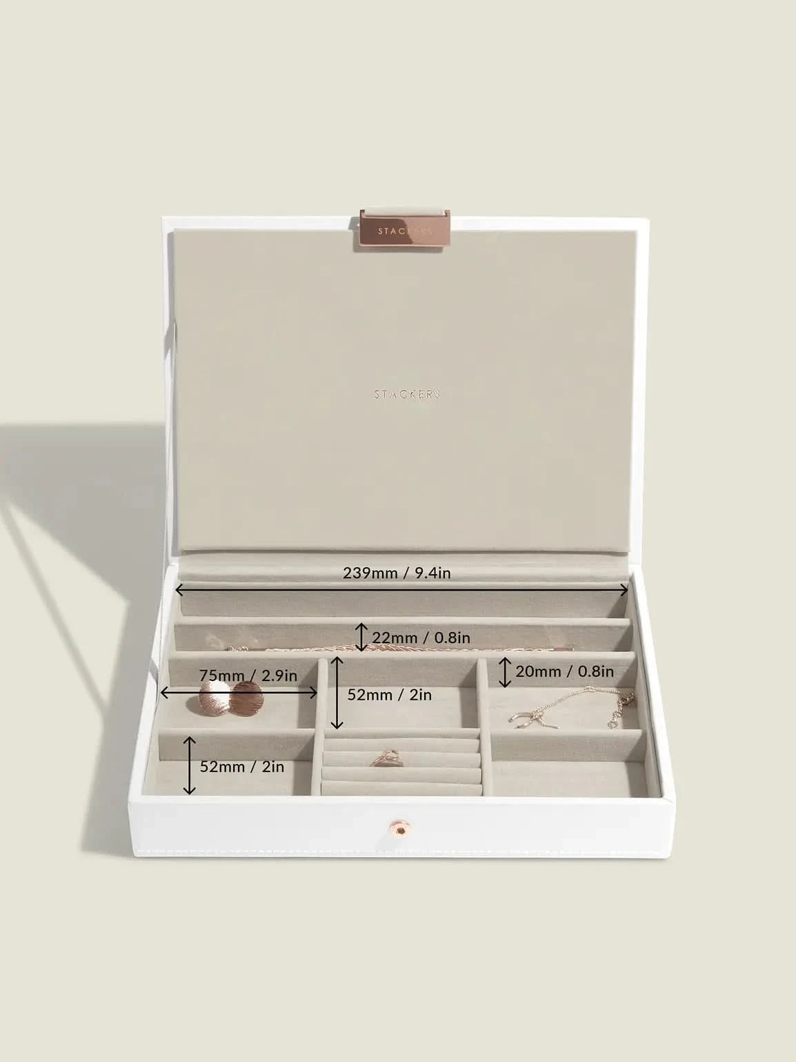 Stackers Deksel voor Klassieke Juwelendoos Wit & Roze - Mystackers