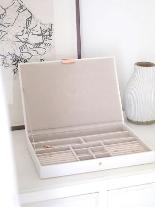 Stackers Deksel voor XL Juwelendoos Wit & Roze - Mystackers