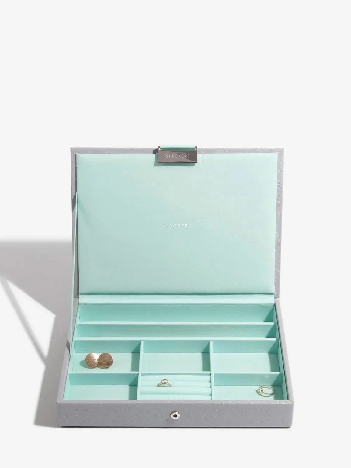 Stackers Deksel voor Klassieke Juwelendoos Grijs & Munt - Mystackers