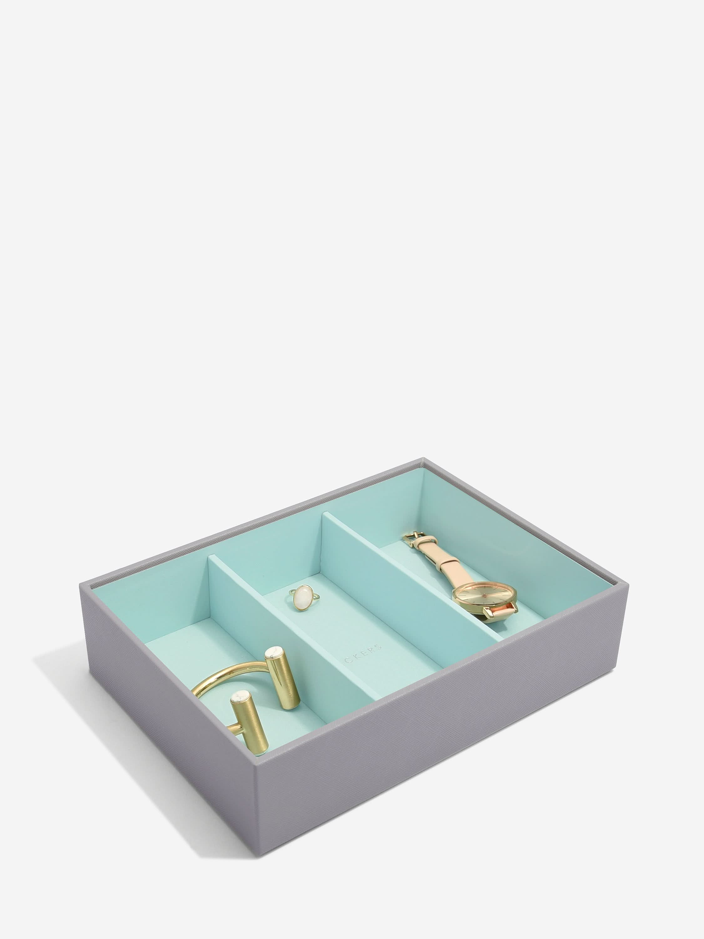 Stackers Horloge & Accessoirelaag voor Klassieke Juwelendoos Grijs & Munt - Mystackers