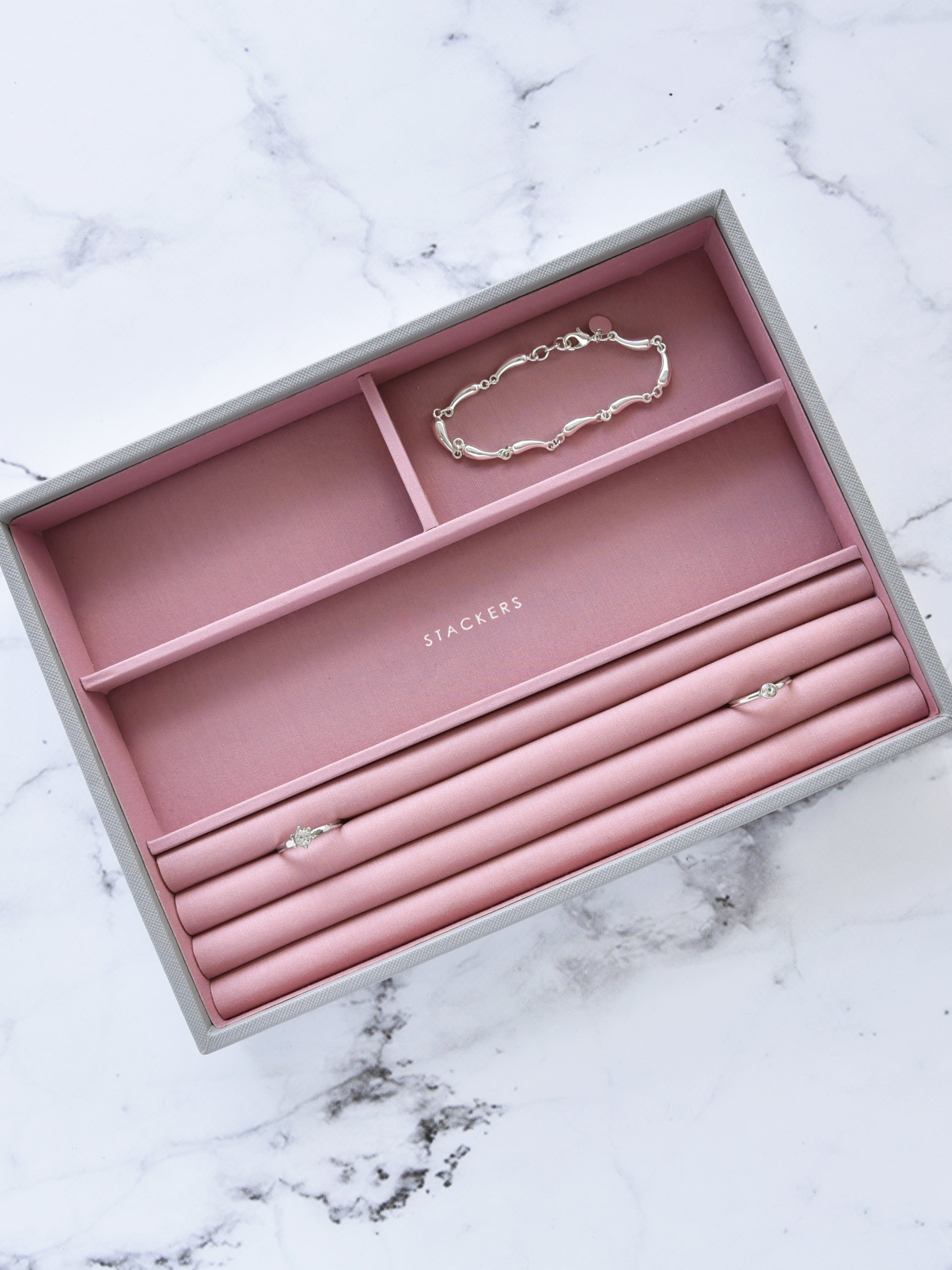 Stackers Ring & Bracelet Layer for Classic Jewellery Box Grey & Pink