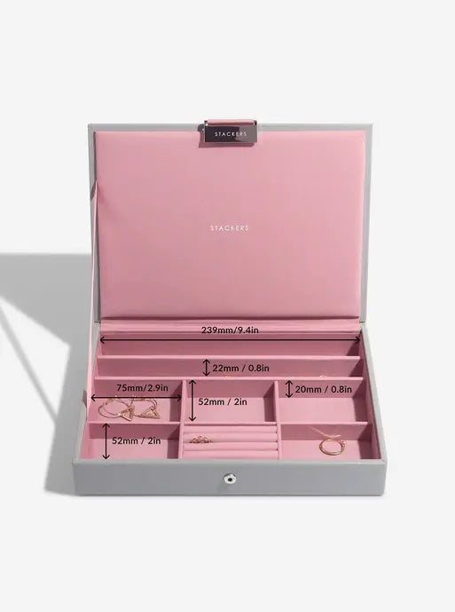 Stackers Klassieke Juwelendoos Set van 3 Grijs & Roze