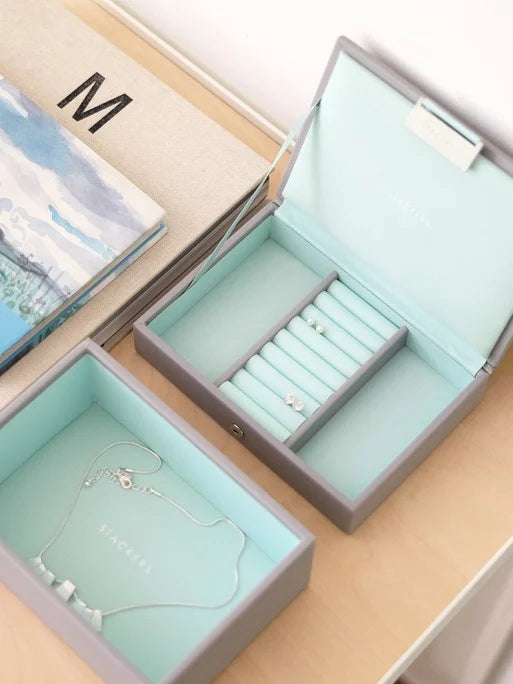 Stackers Mini Jewellery Box Set of 2 Grey & Mint