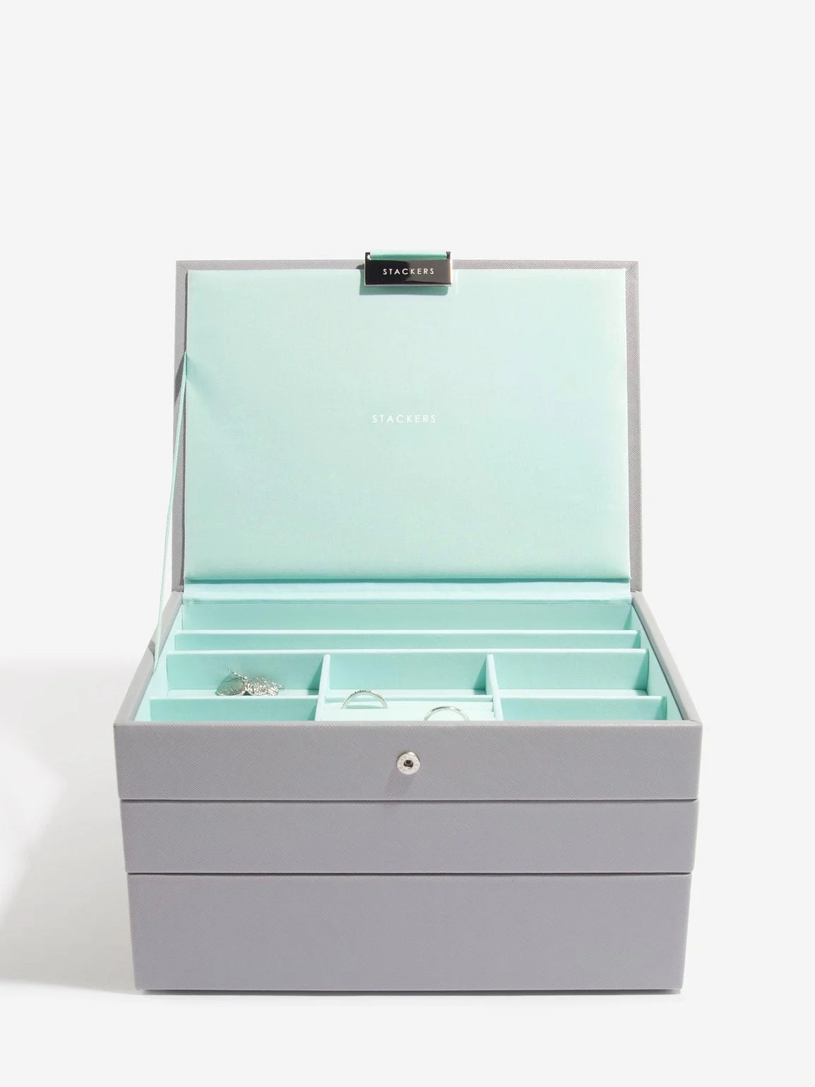 Stackers Classic Jewellery Box Set of 3 Grey & Mint