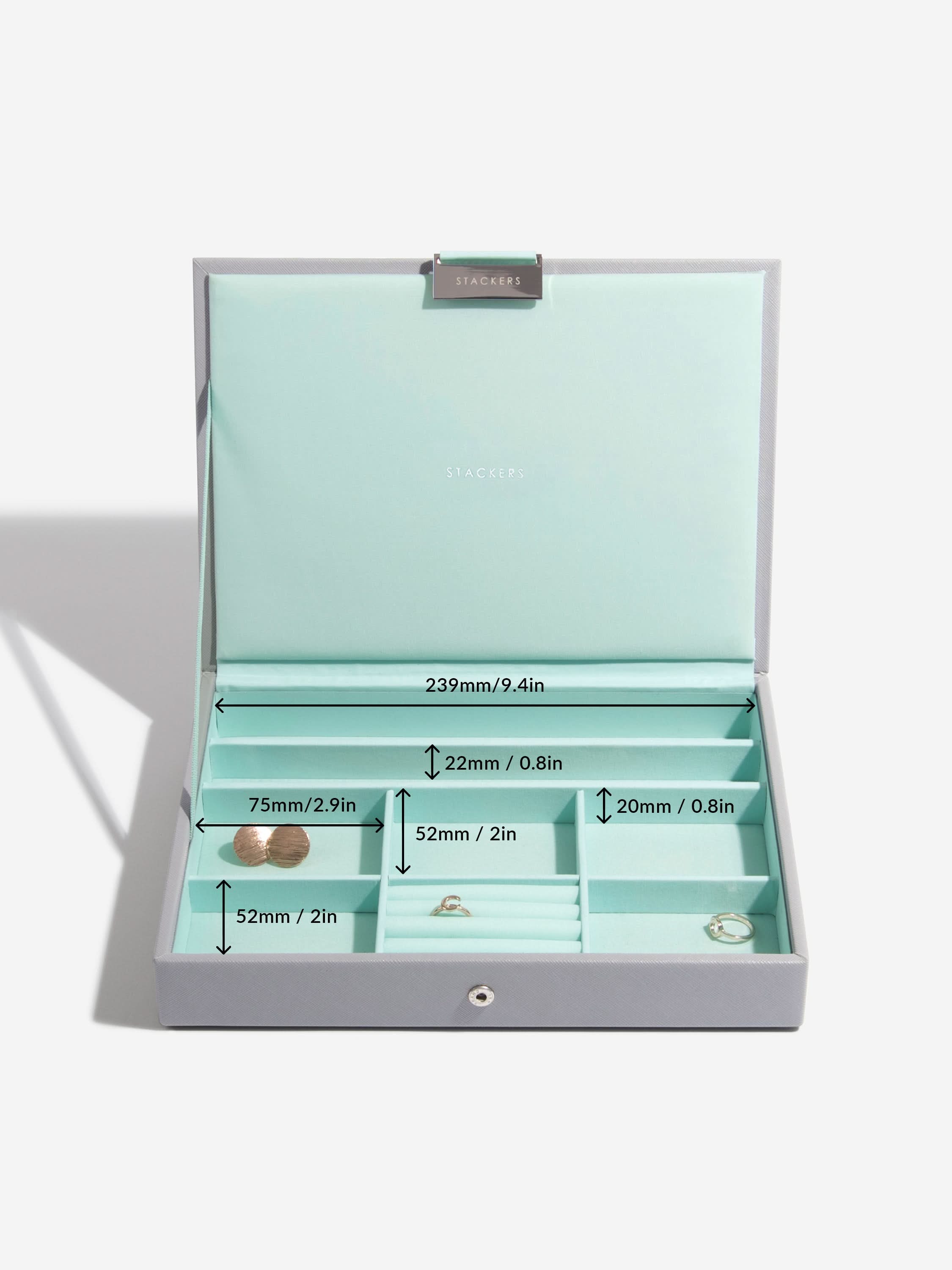 Stackers Klassieke Juwelendoos Set van 3 Grijs & Munt - Mystackers