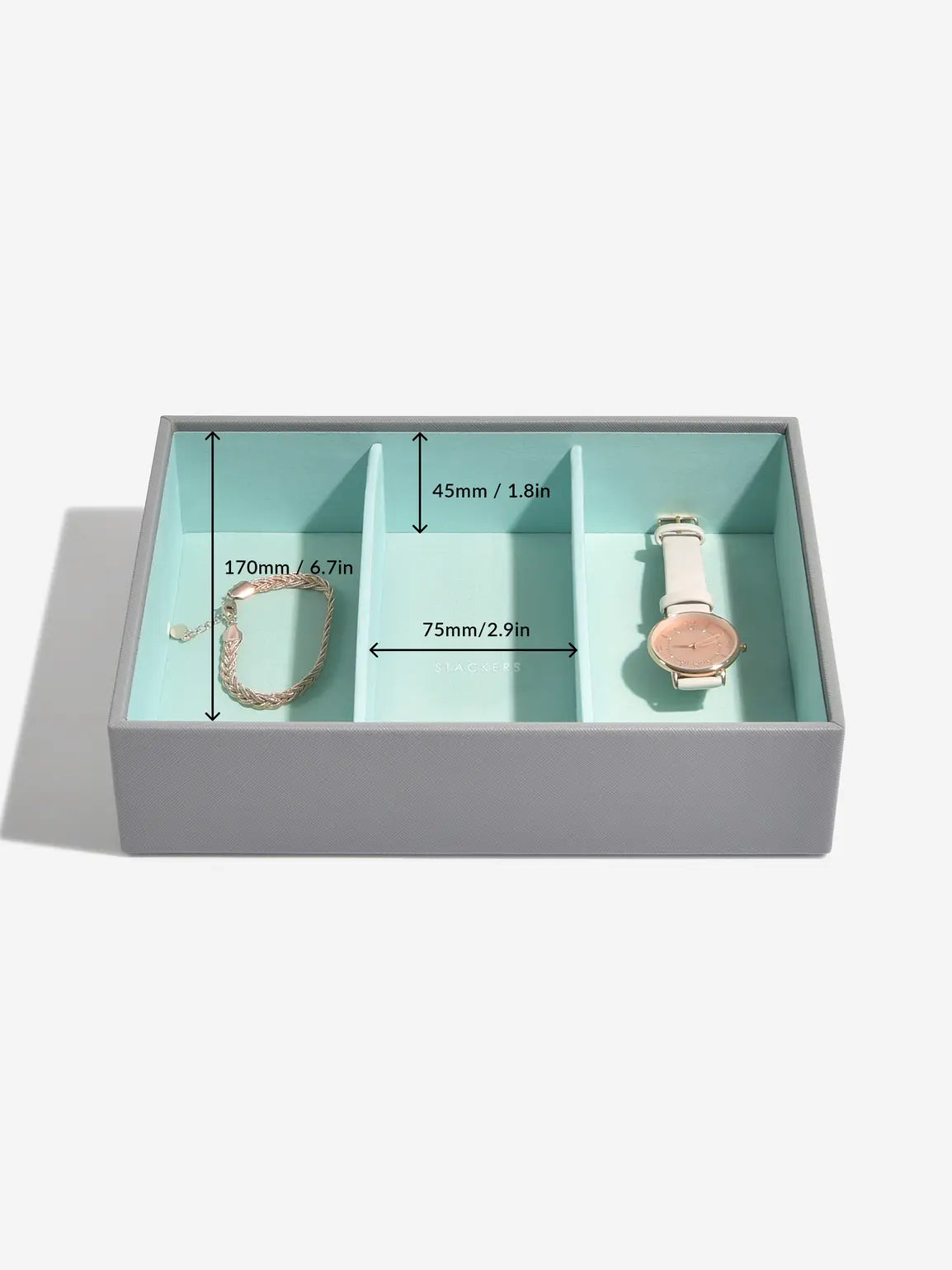 Stackers Classic Jewellery Box Set of 3 Grey & Mint