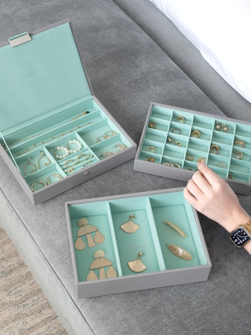 Stackers Classic Jewellery Box Set of 3 Grey & Mint
