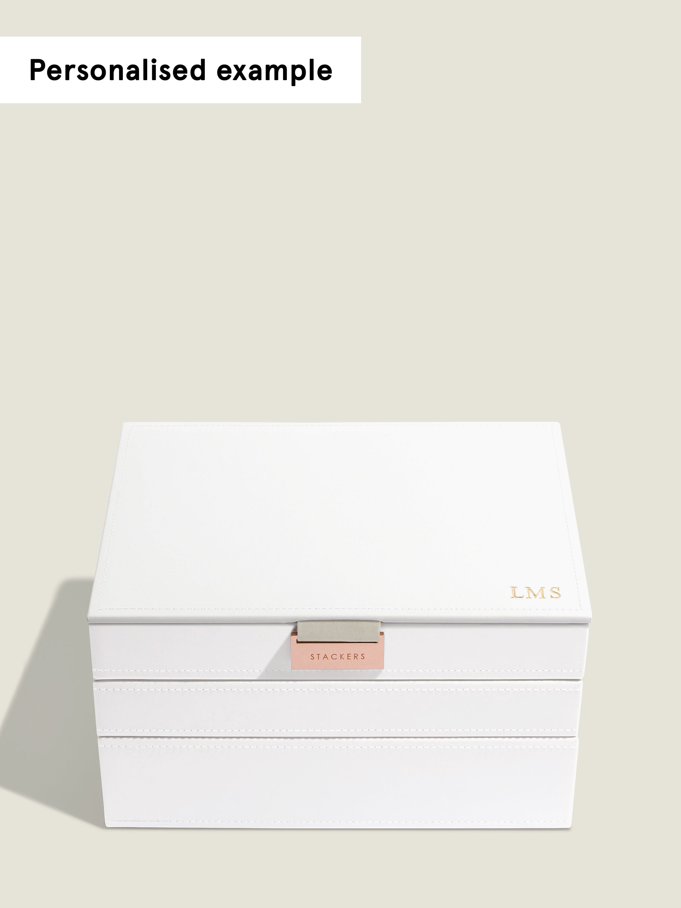 Stackers Classic Boîte à Bijoux Lot de 3 Blanc & Or Rose