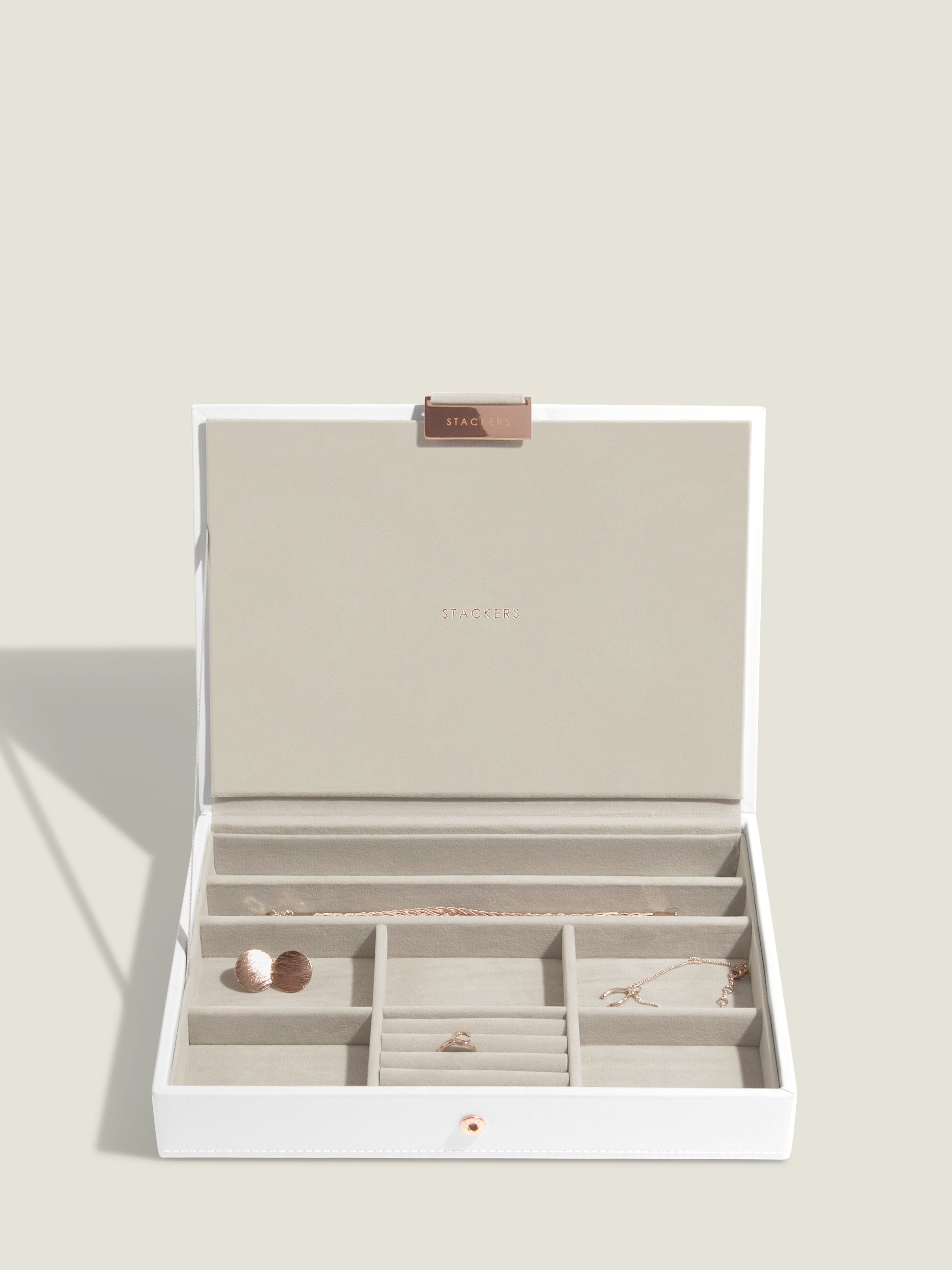 Stackers Classic Boîte à Bijoux Lot de 3 Blanc & Or Rose