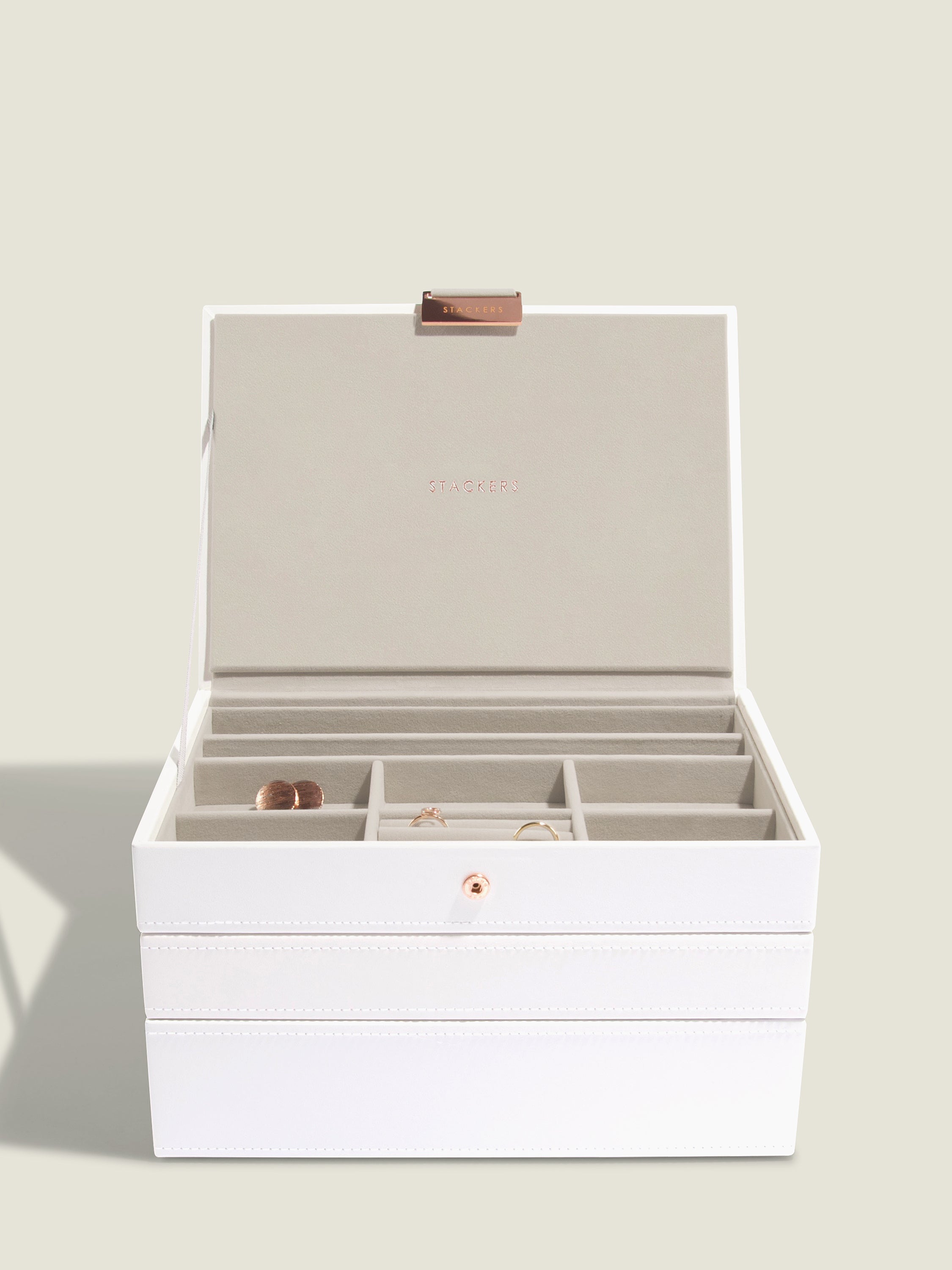 Stackers Classic Boîte à Bijoux Lot de 3 Blanc & Or Rose