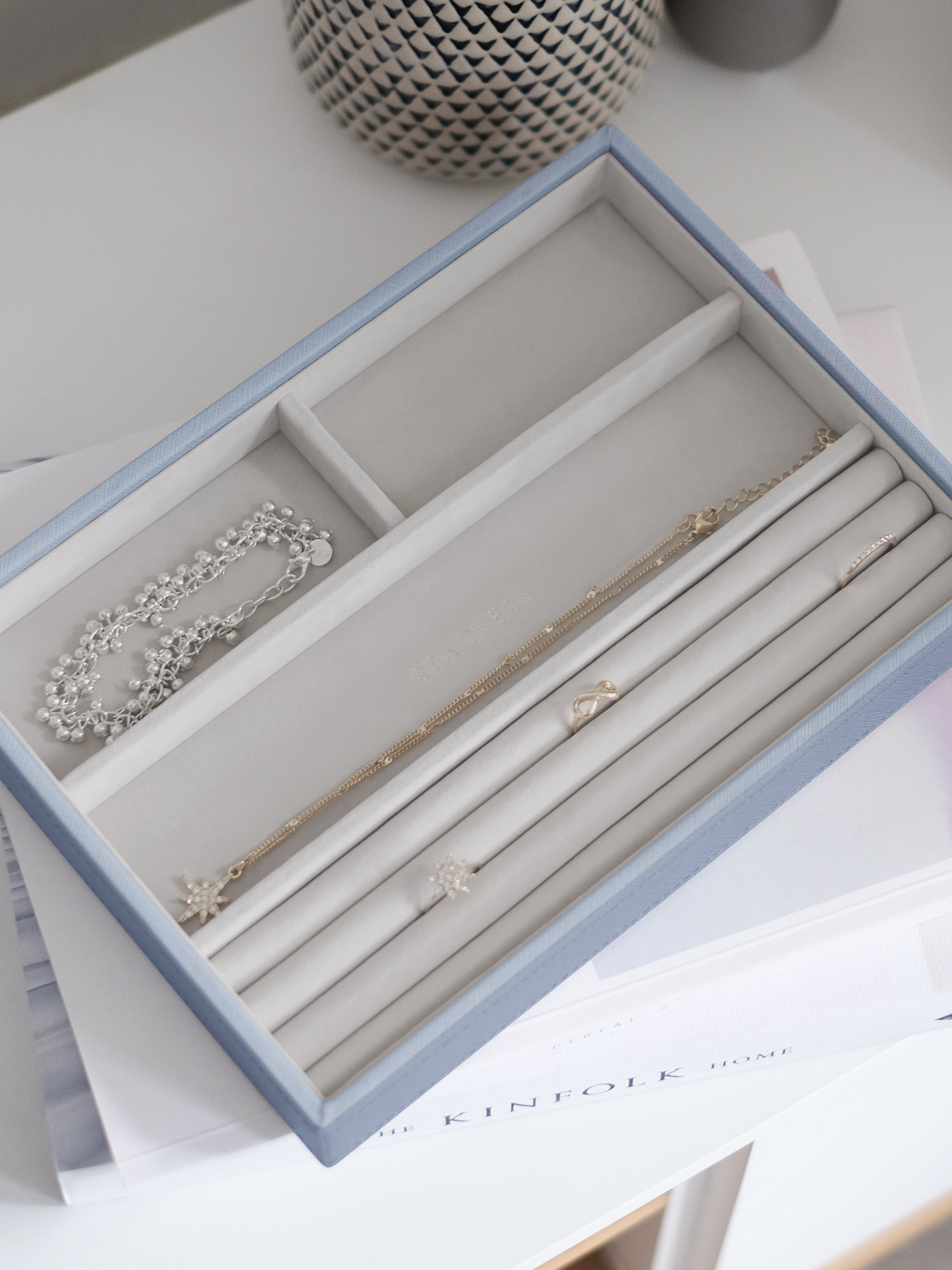 Stackers Compartiment pour bagues & bracelets pour boîte à bijoux classique Bleu