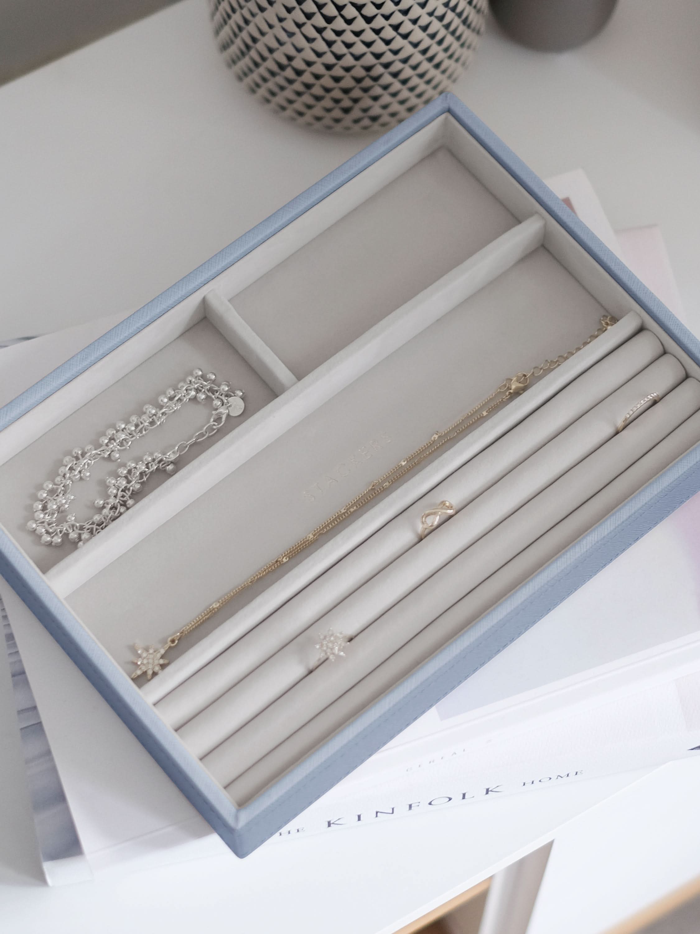 Stackers Ring & Armbandenlaag voor Klassieke Juwelendoos Blauw - Mystackers