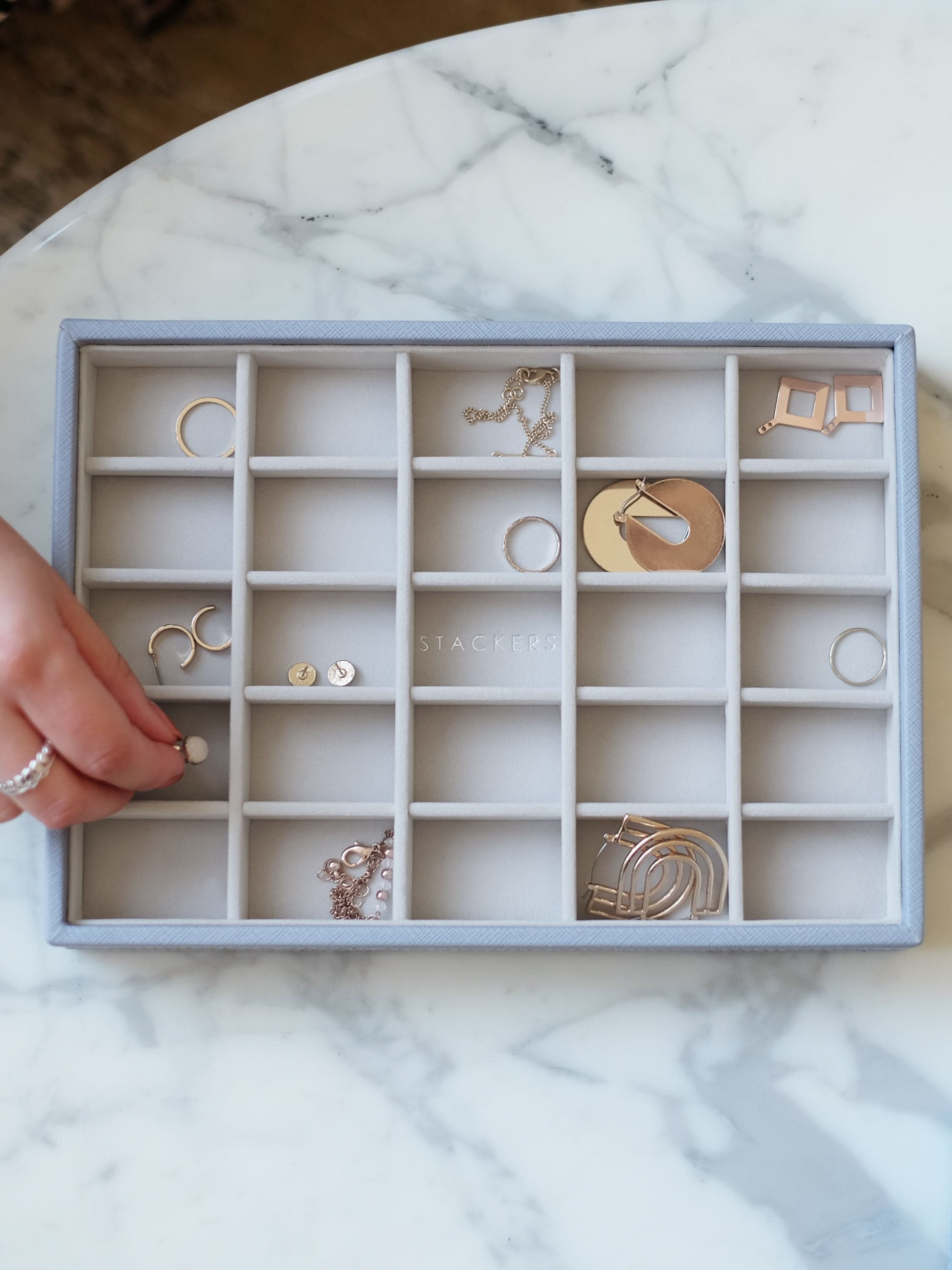 Stackers kleine Sieradenlaag voor Klassieke Juwelendoos Blauw - Mystackers