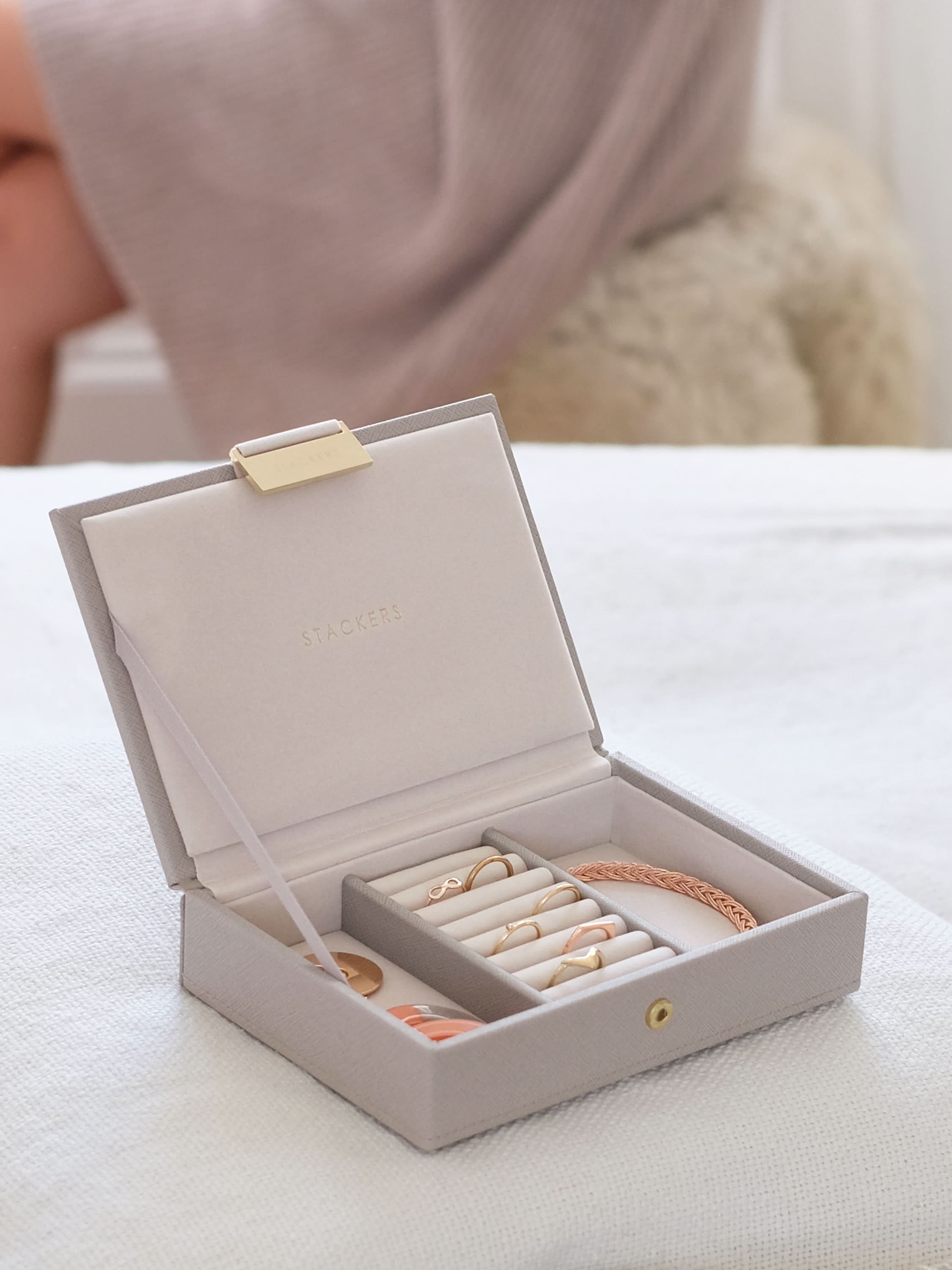 Stackers Deksel voor Mini Juwelendoos Taupe - Mystackers