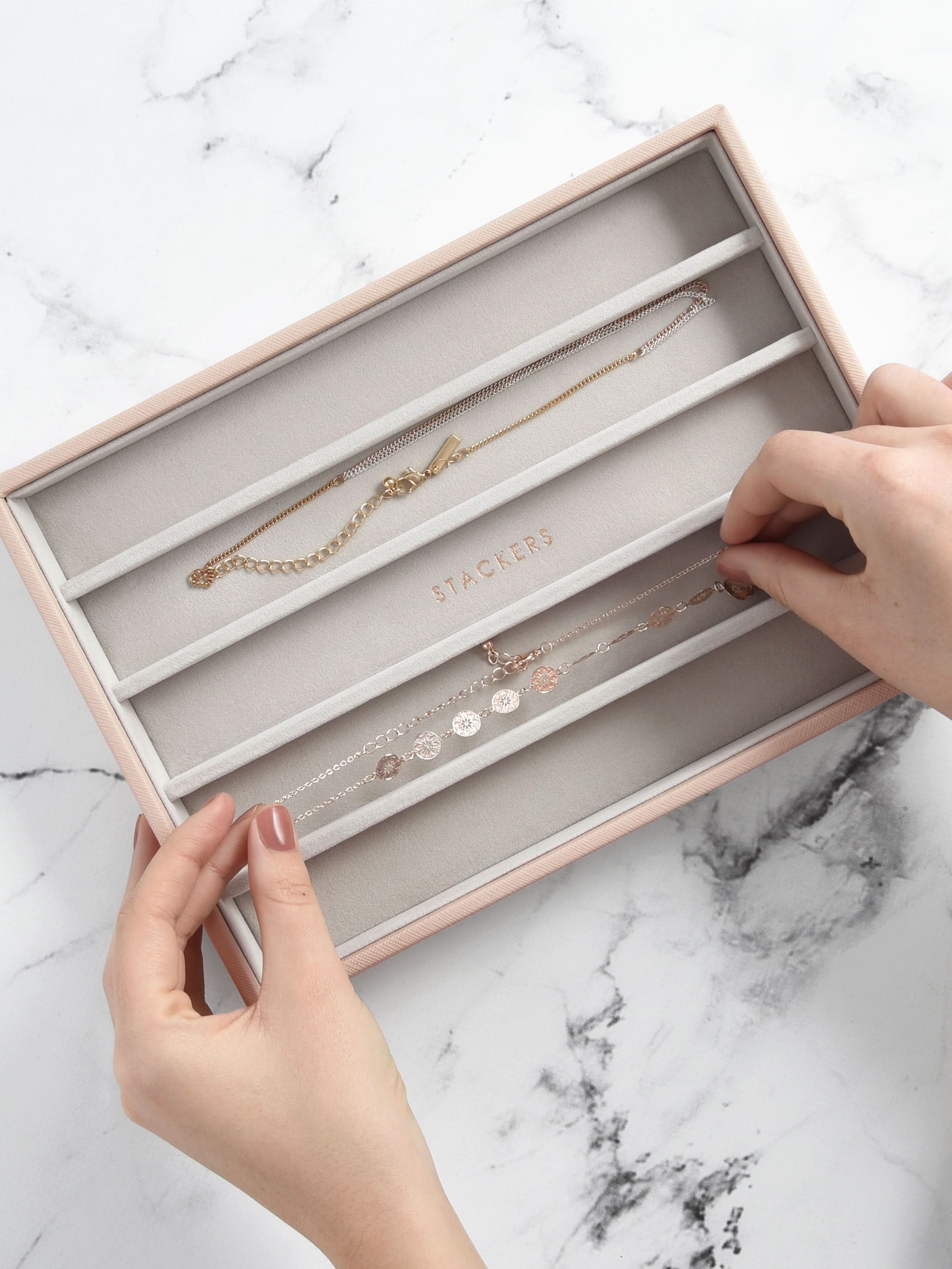 Stackers Halskettingenlaag voor Klassieke Juwelendoos Roze - Mystackers