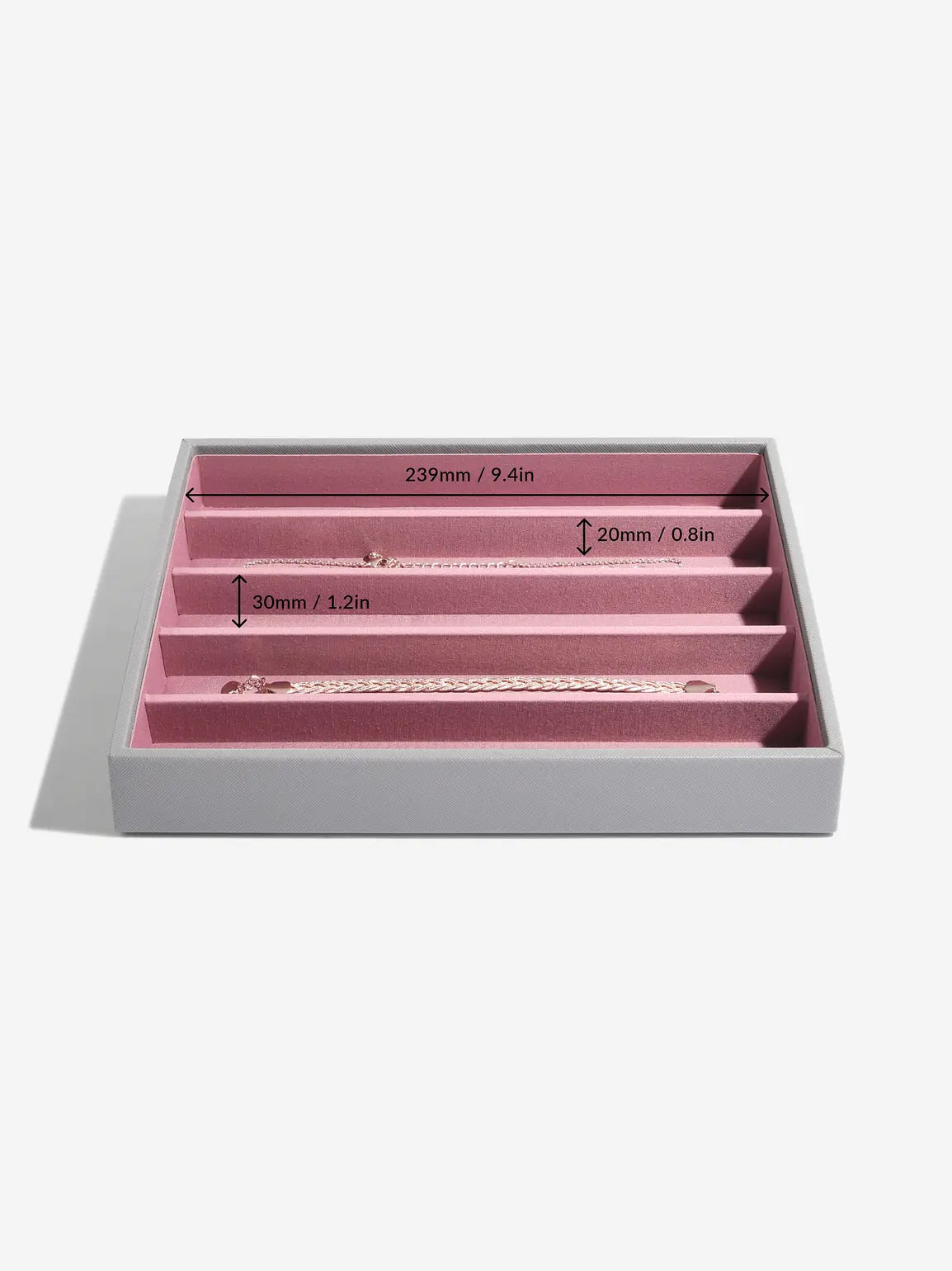 Stackers Halskettingenlaag voor Klassieke Juwelendoos Grijs & Roze - Mystackers