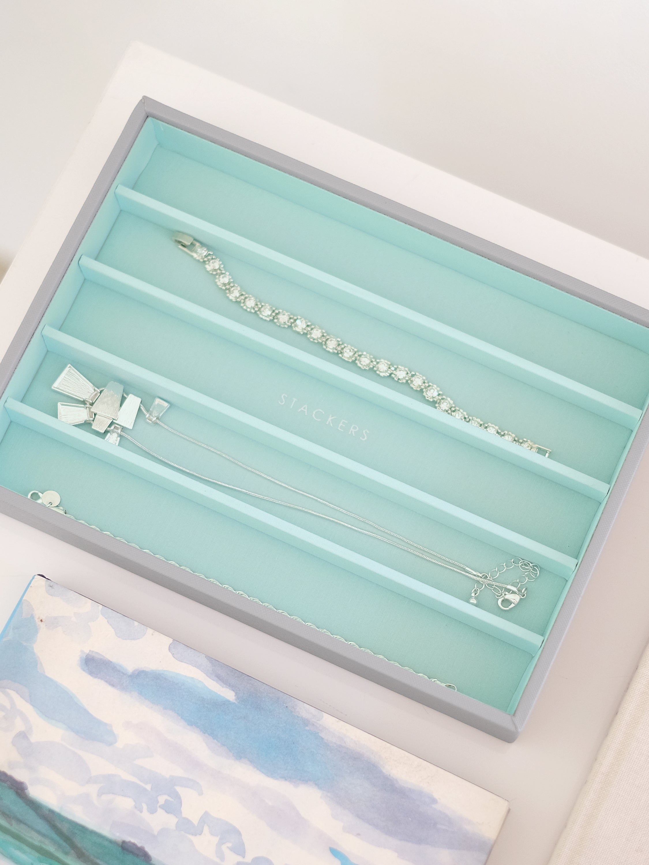 Stackers Necklace Layer for Classic Jewellery Box Grey & Mint