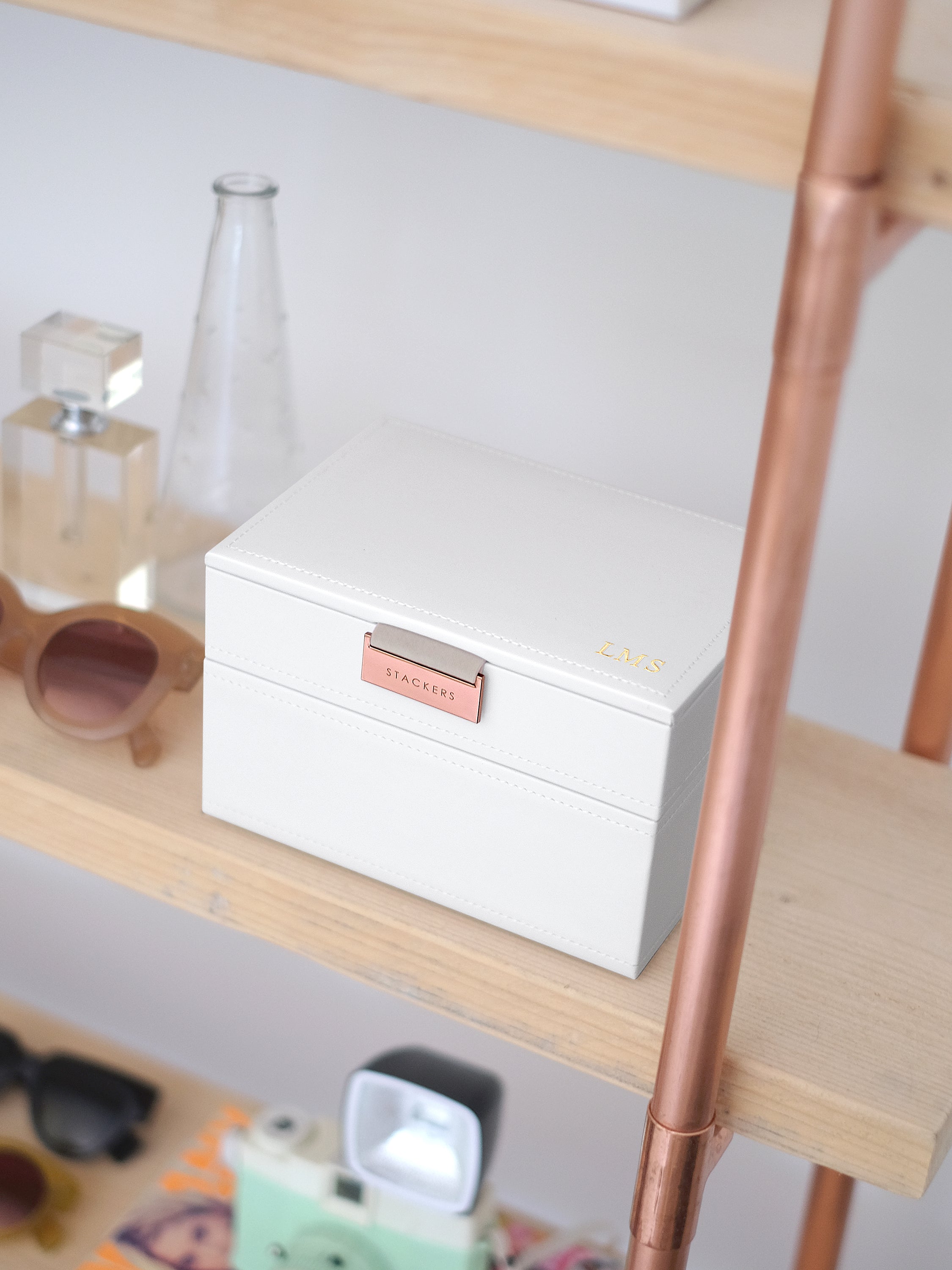 Stackers Mini Boîte à Bijoux Lot de 2 Blanc & Rose