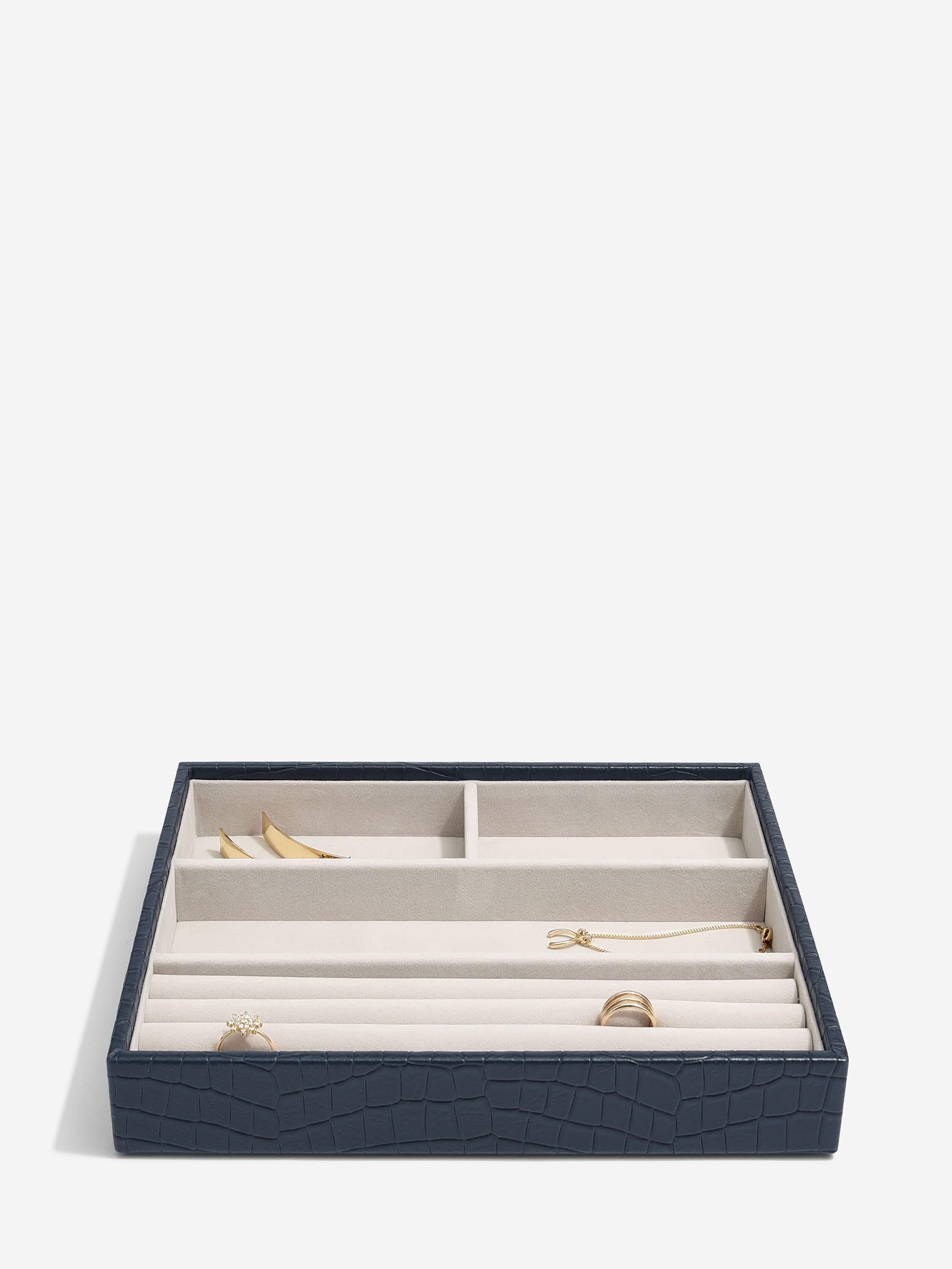 Stackers Ring & Bracelet Layer for Classic Jewellery Box Navy Blue Croco