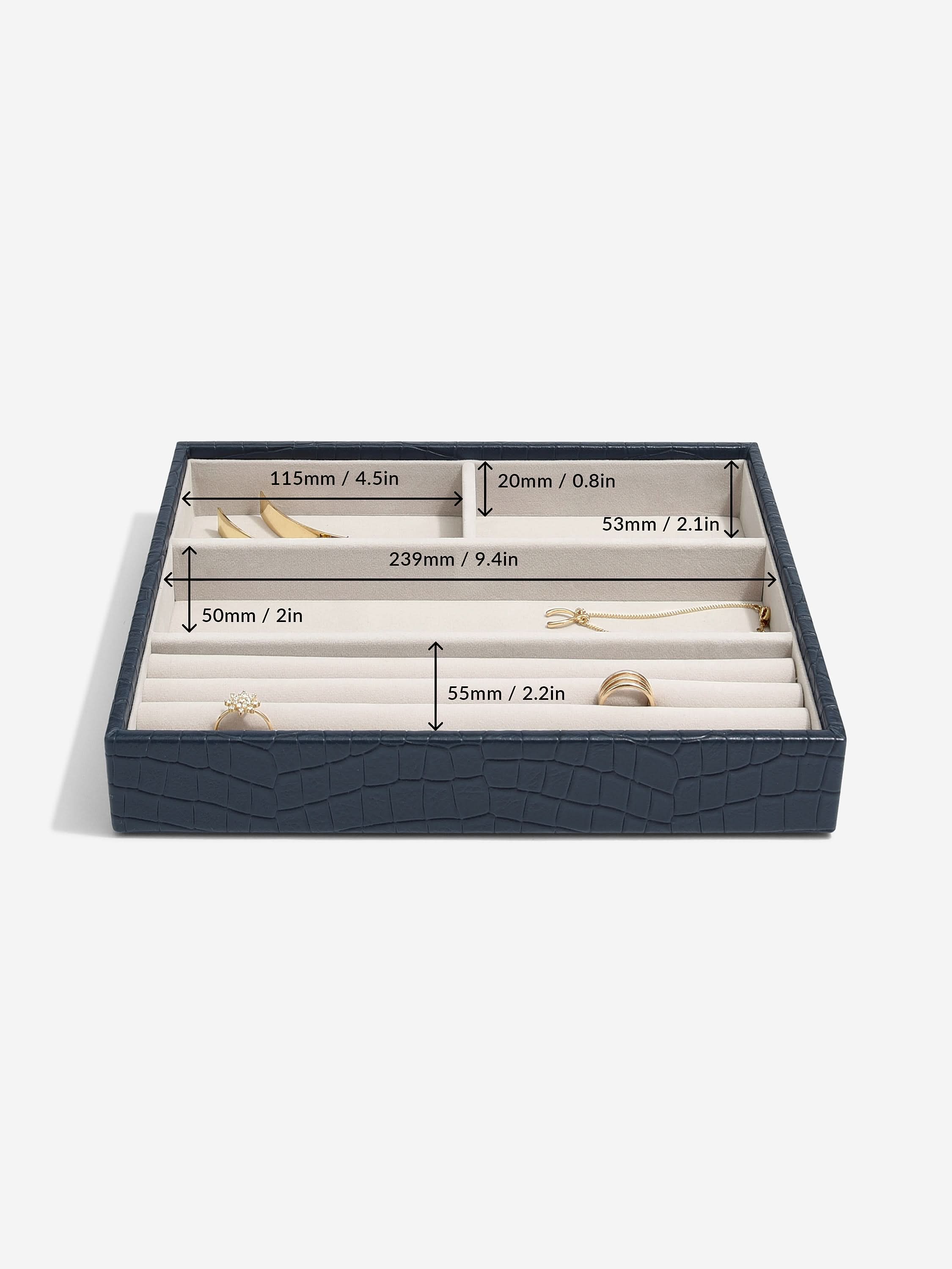 Stackers Ring & Bracelet Layer for Classic Jewellery Box Navy Blue Croco