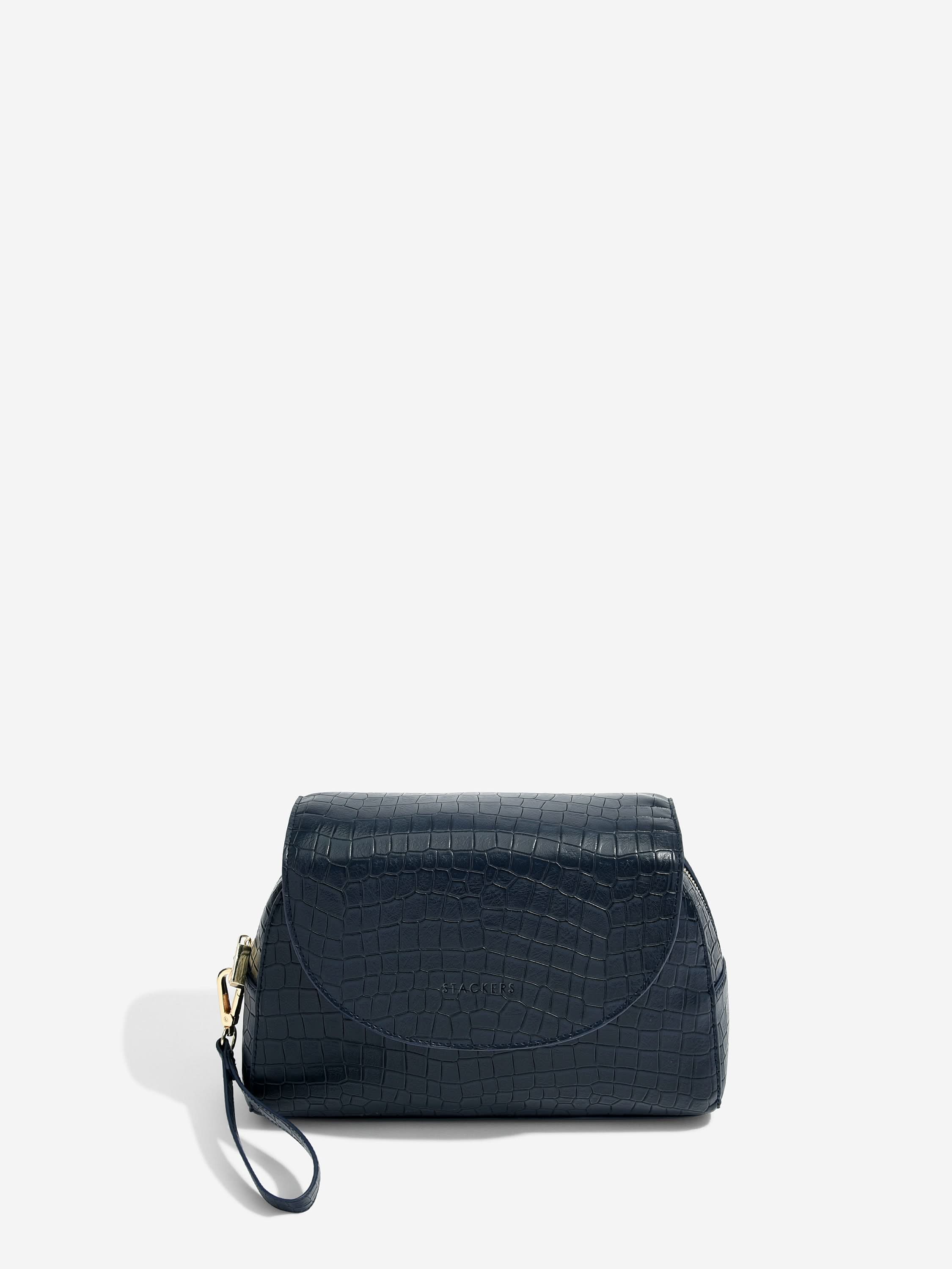 Stackers Crocodile Print Make-up Bag Black