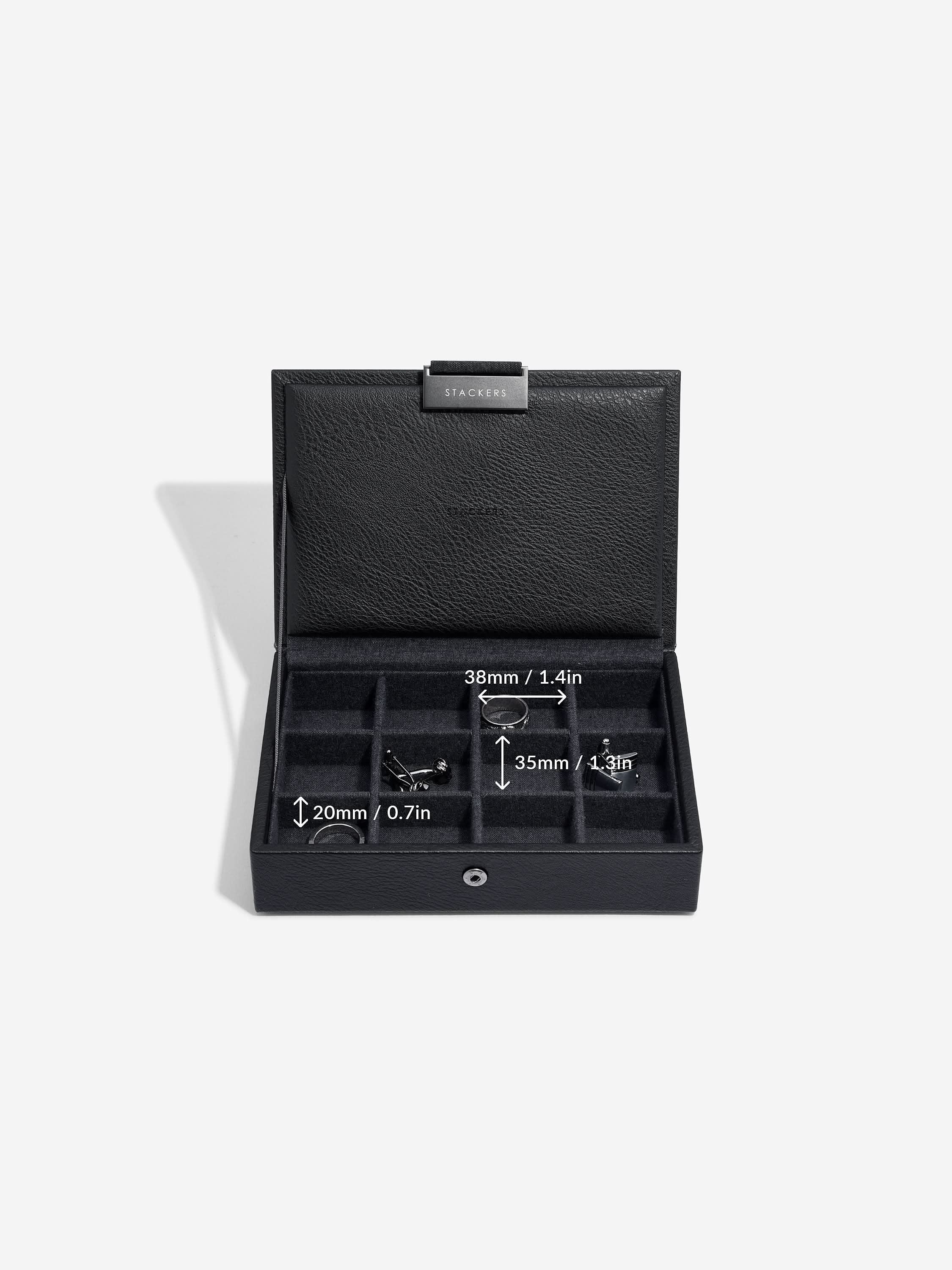 Stackers Mini Set van 2 - Horloge- & Manchetknopendoosje Zwart - Mystackers