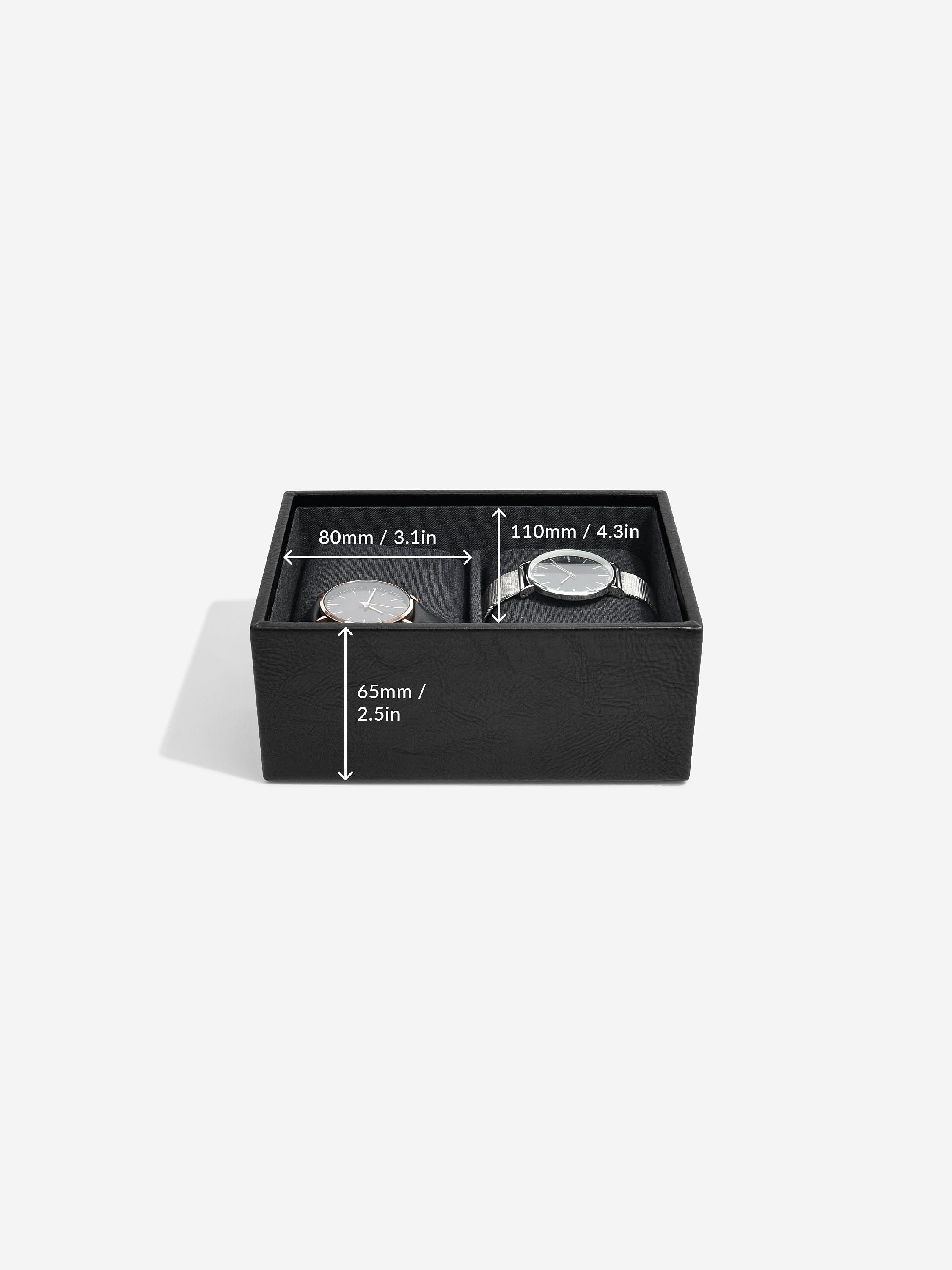 Stackers Mini Set van 2 - Horloge- & Manchetknopendoosje Zwart - Mystackers