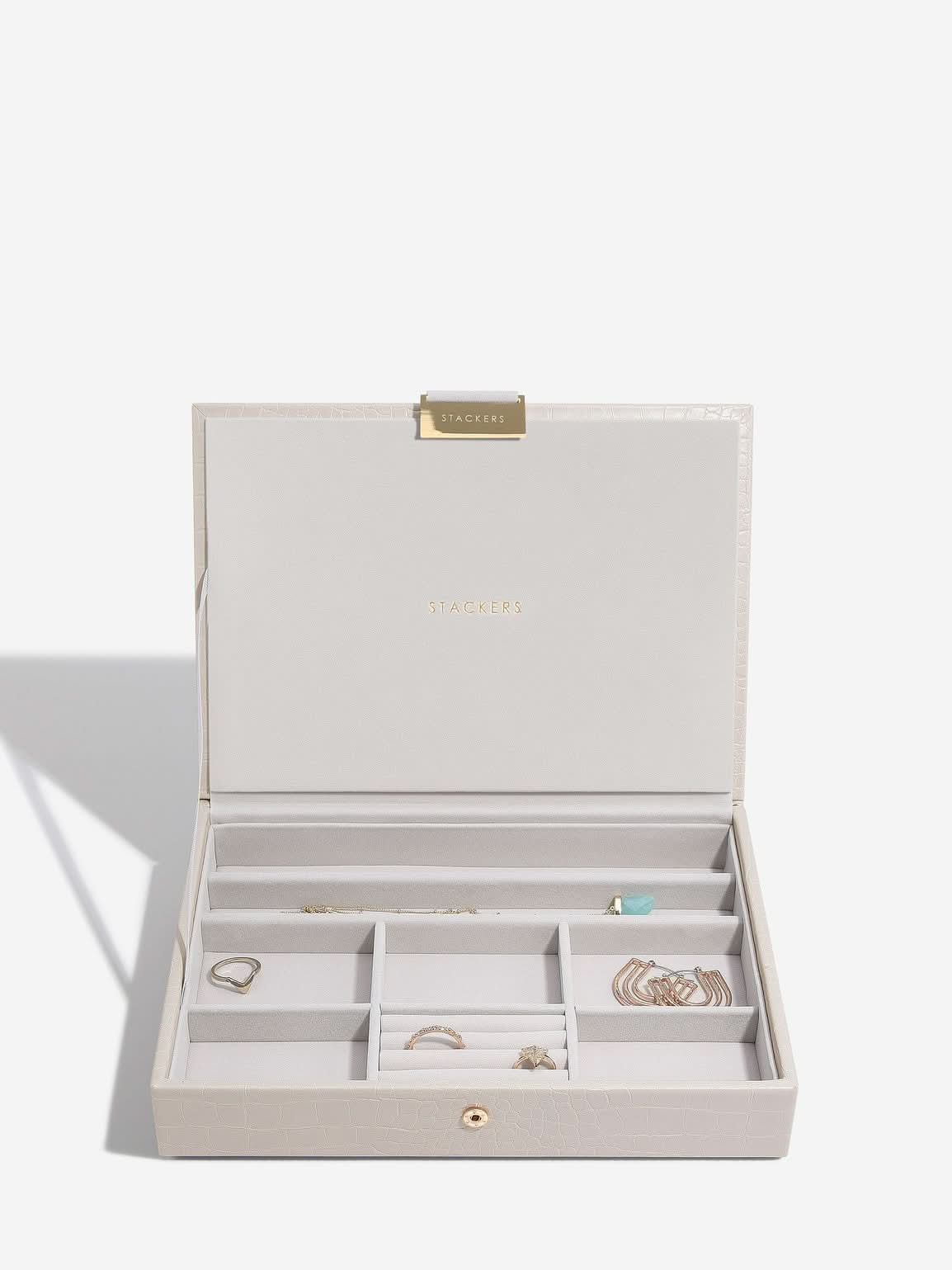 Stackers Deksel voor Klassieke Juwelendoos Grijs Croco - Mystackers