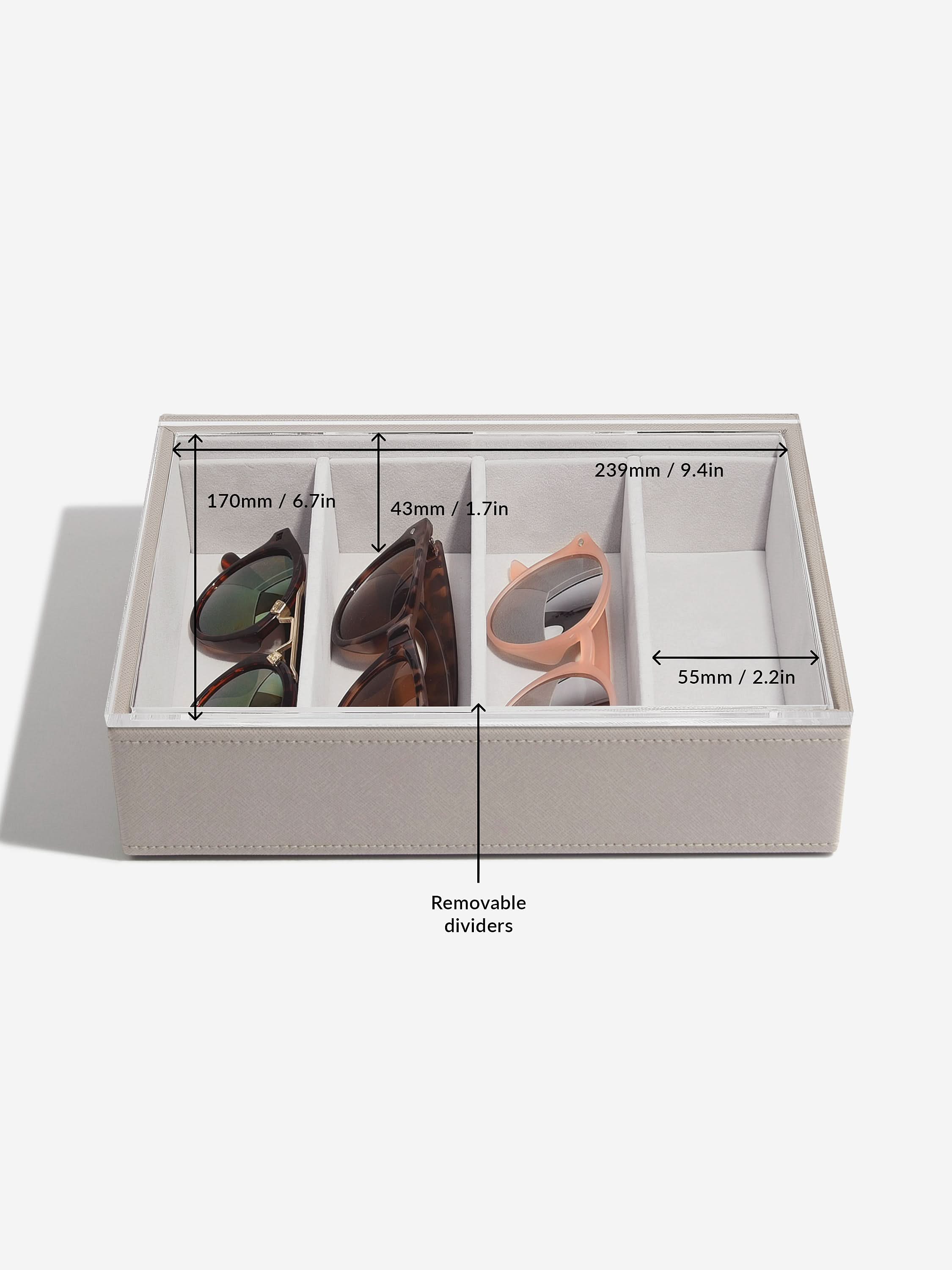 Stackers Bril & Accessoires-laag + doorzichtig deksel Taupe - Mystackers