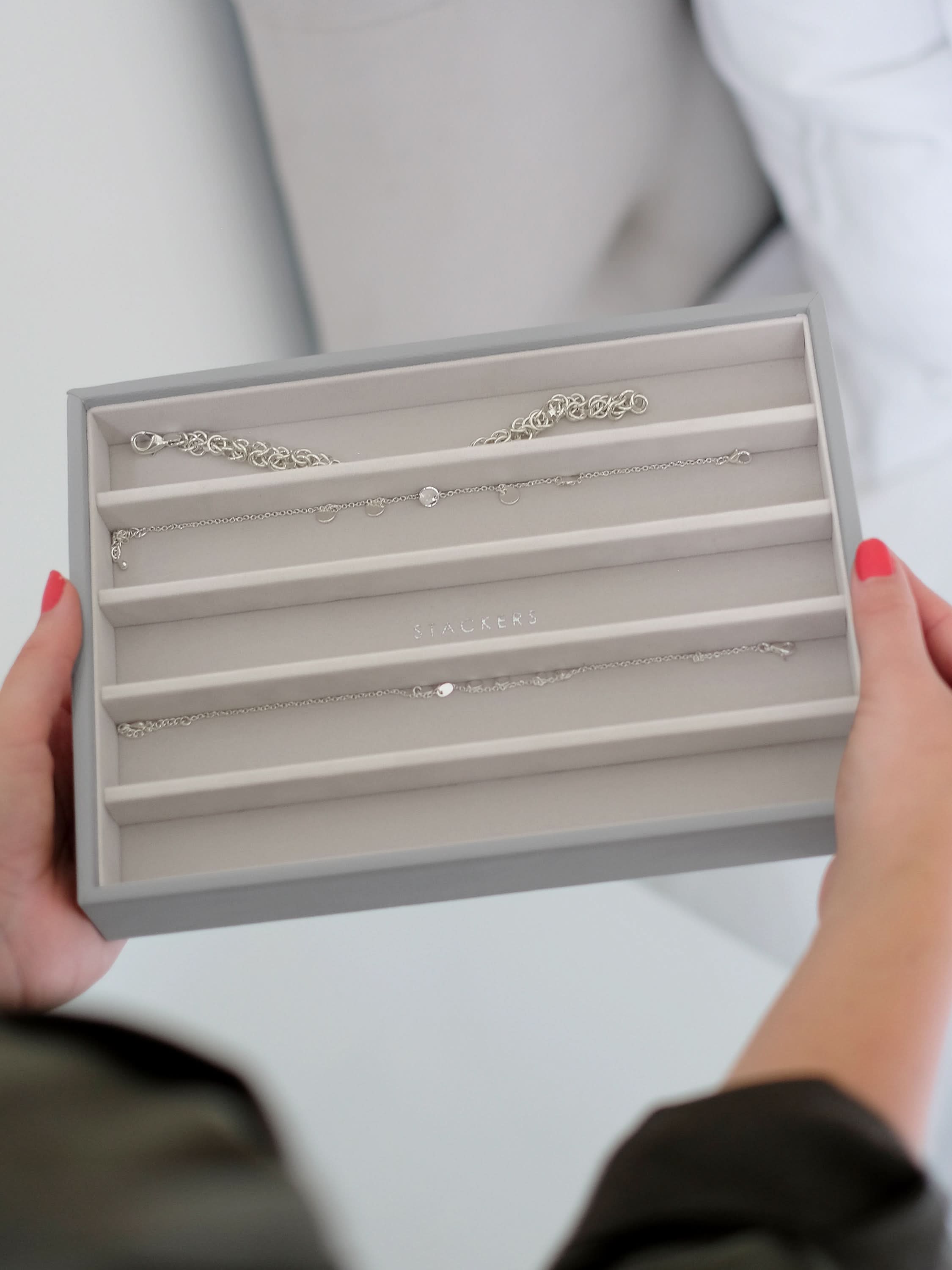 Stackers Halskettingenlaag voor Klassieke Juwelendoos Grijs - Mystackers
