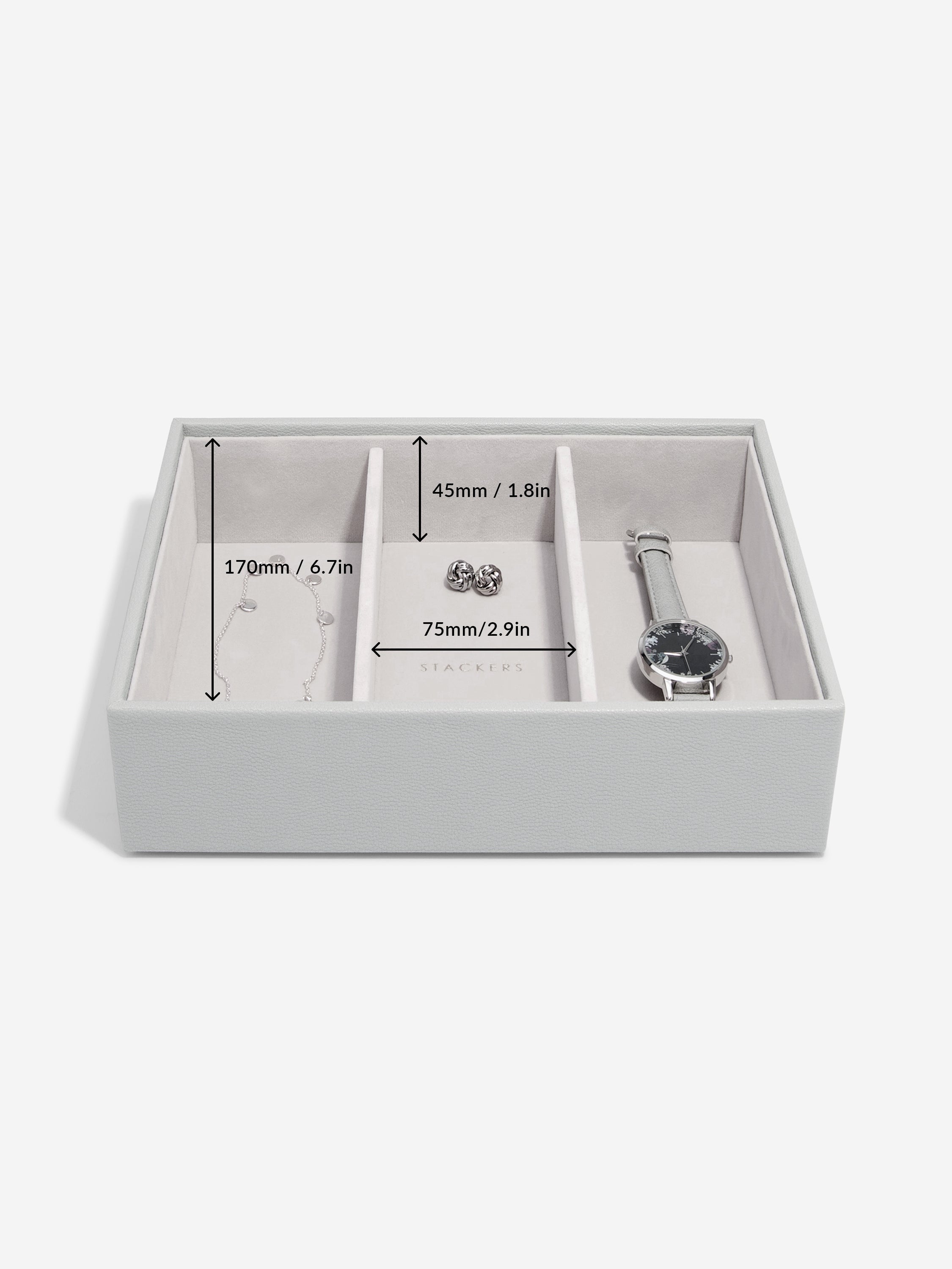 Stackers Classic Jewellery Box Set of 3 Grey