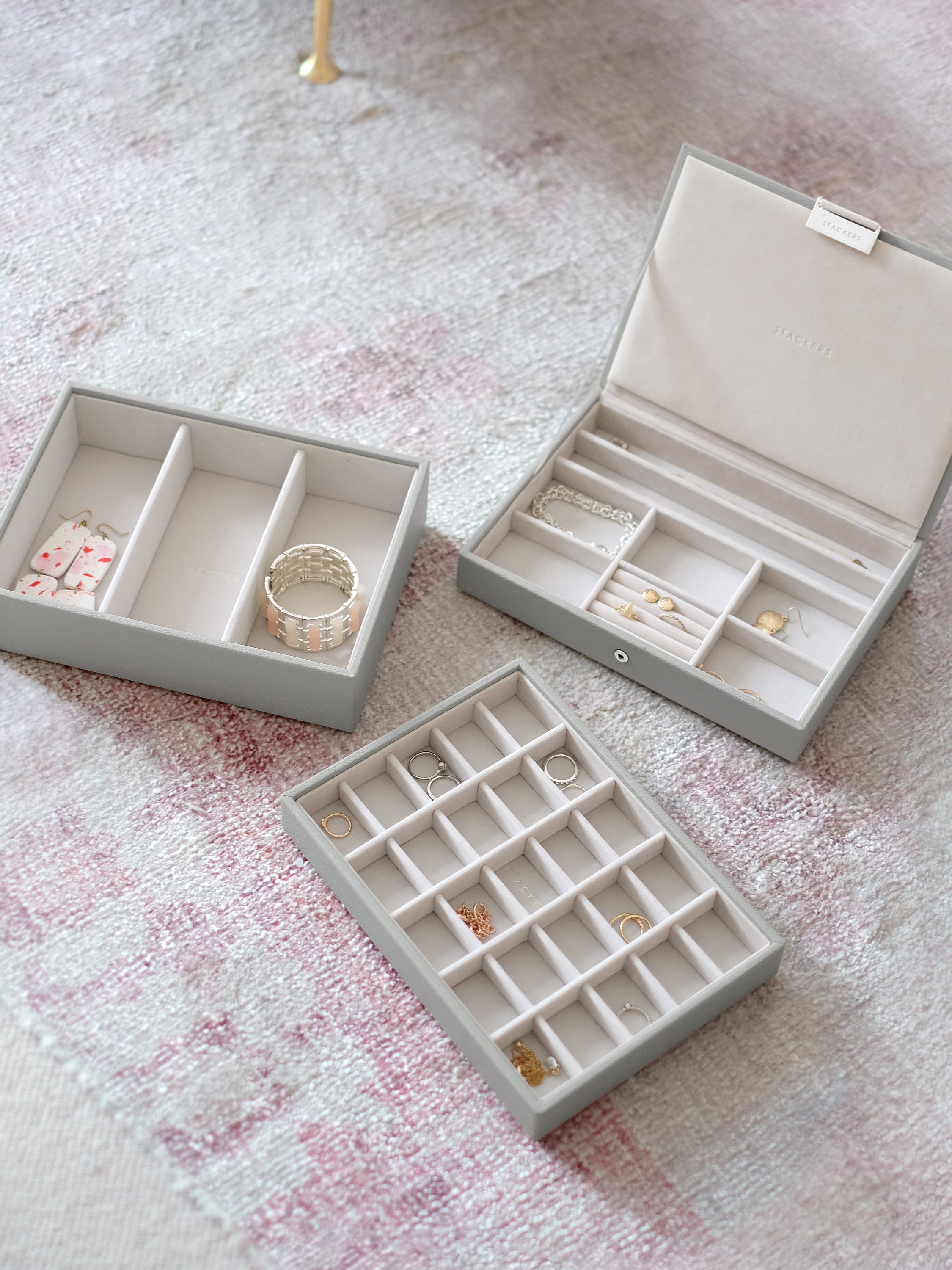 Stackers Classic Jewellery Box Set of 3 Grey