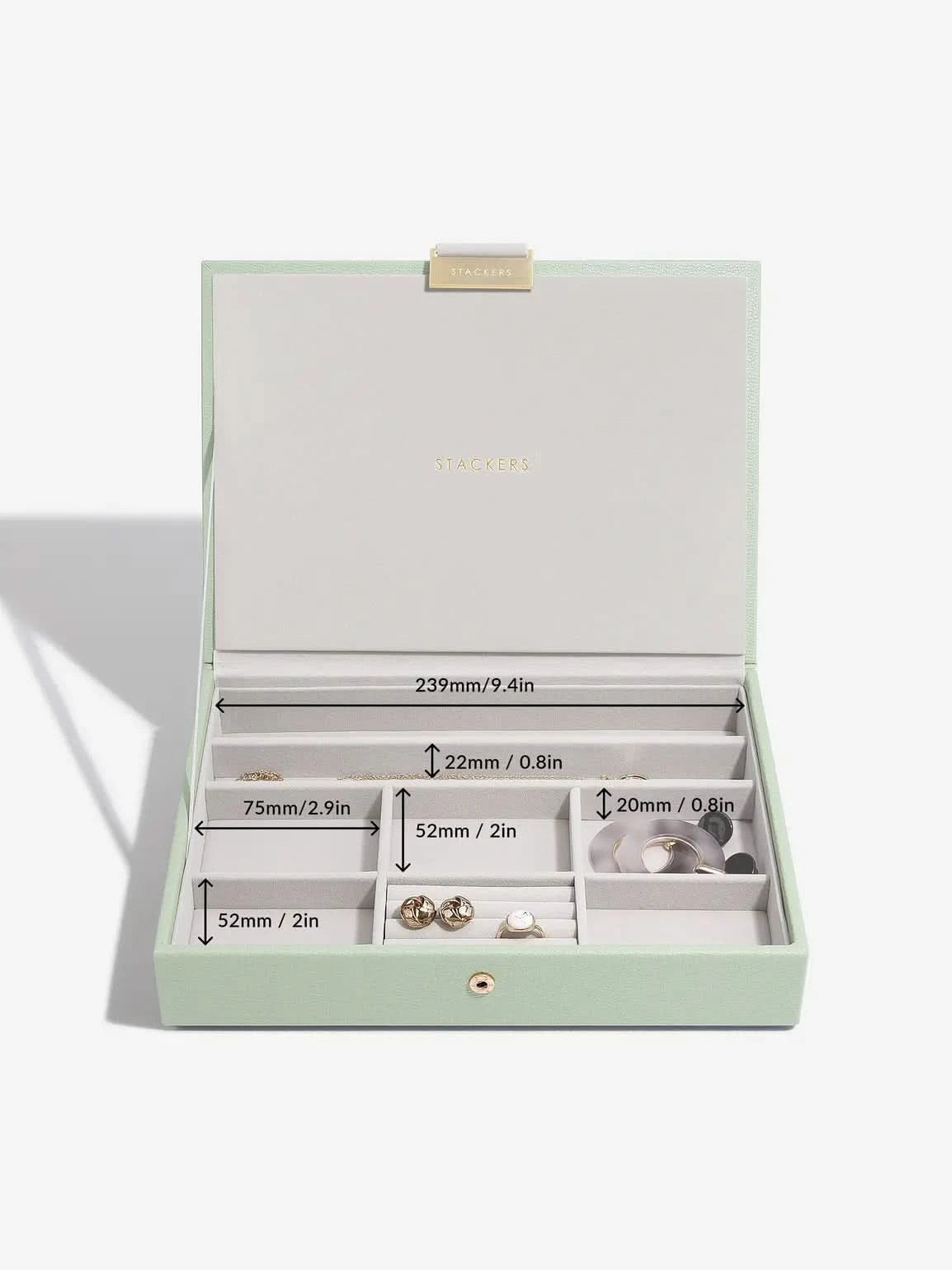Stackers Deksel voor Klassieke Juwelendoos Saliegroen - Mystackers
